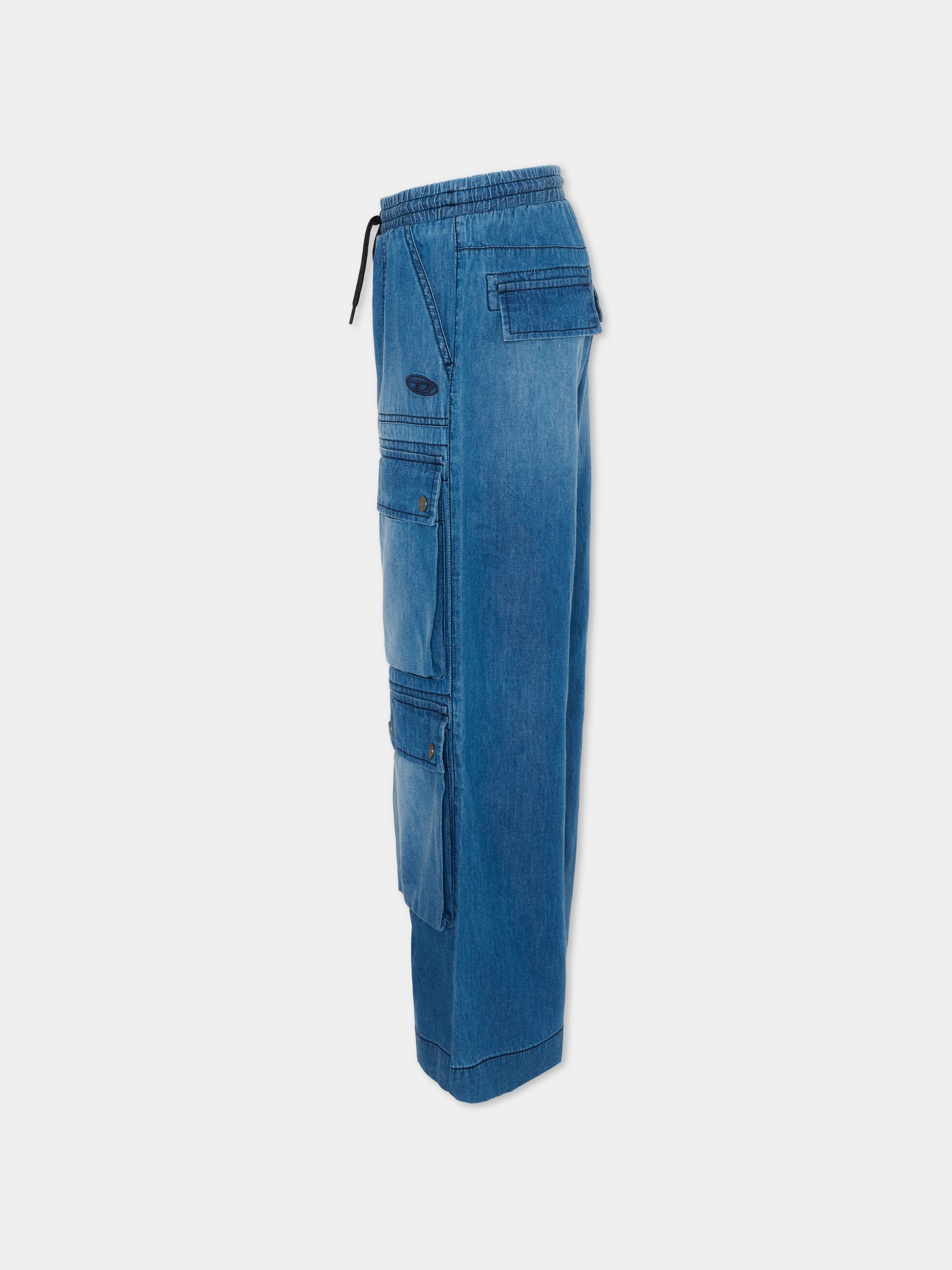 Jeans denim per bambina con tasche cargo,Diesel,J02553 KXBRW K01