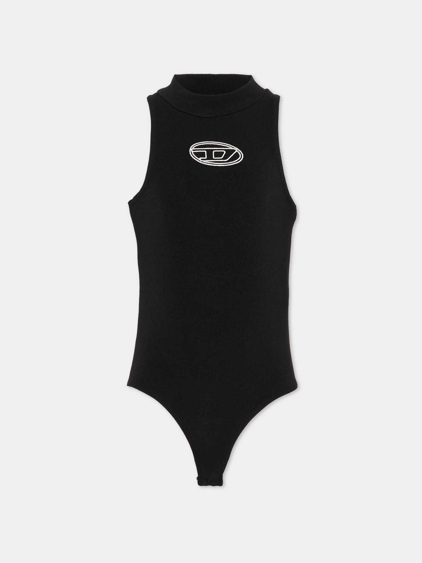 Top nero per bambina con logo ricamato,Diesel,J02577 KYA0L K900