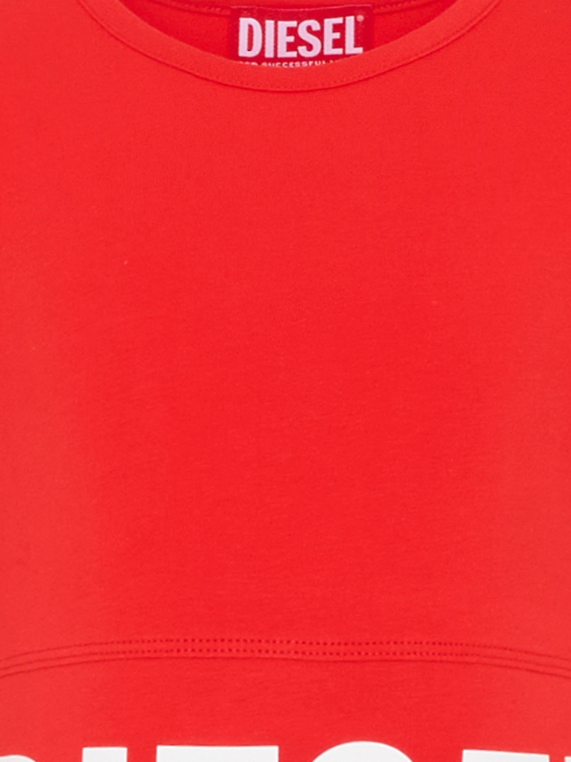 T-shirt crop rossa per bambina con logo,Diesel,J02581 KYA0L K405