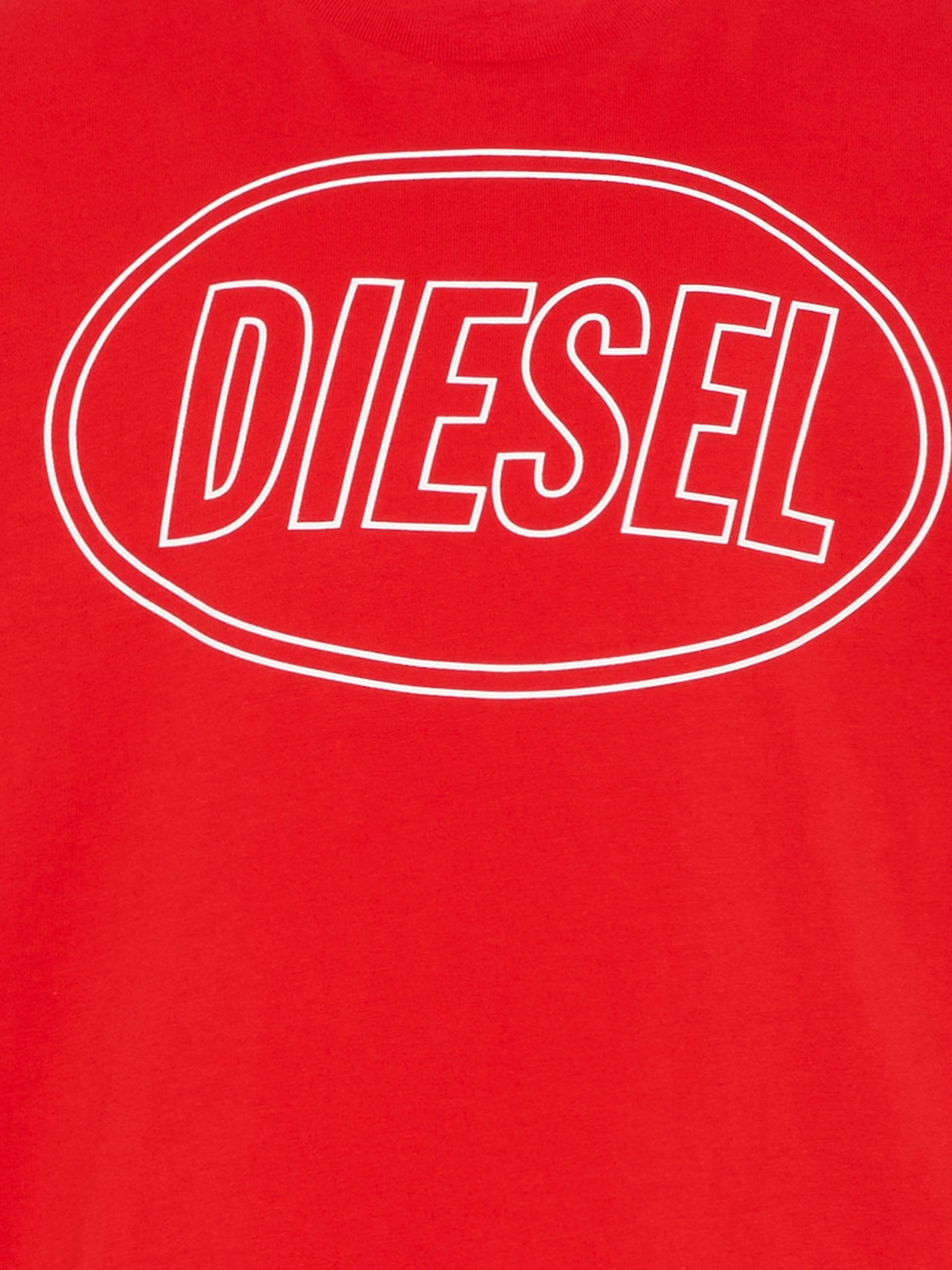 T-shirt rossa per bambini con logo,Diesel,J02582 0GRAI K405
