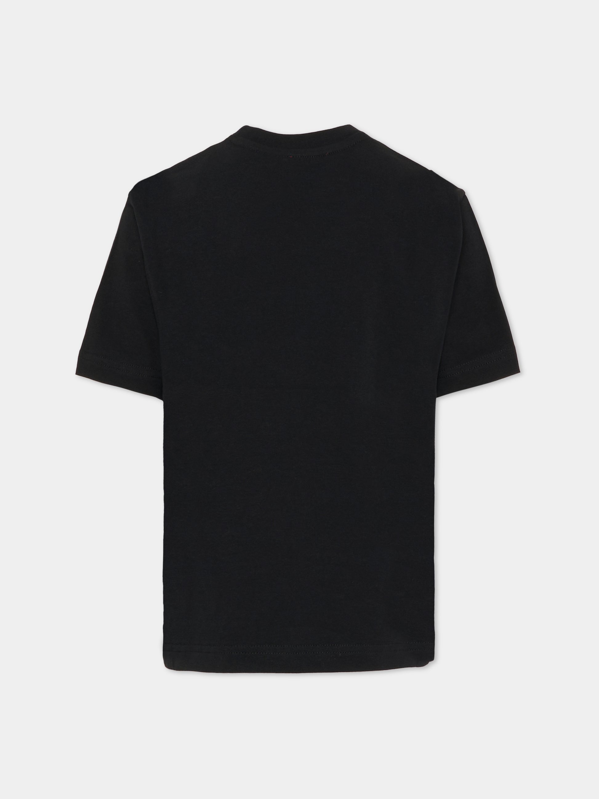 T-shirt nera per bambini con loghi,Diesel,J02601 00YI9 K900