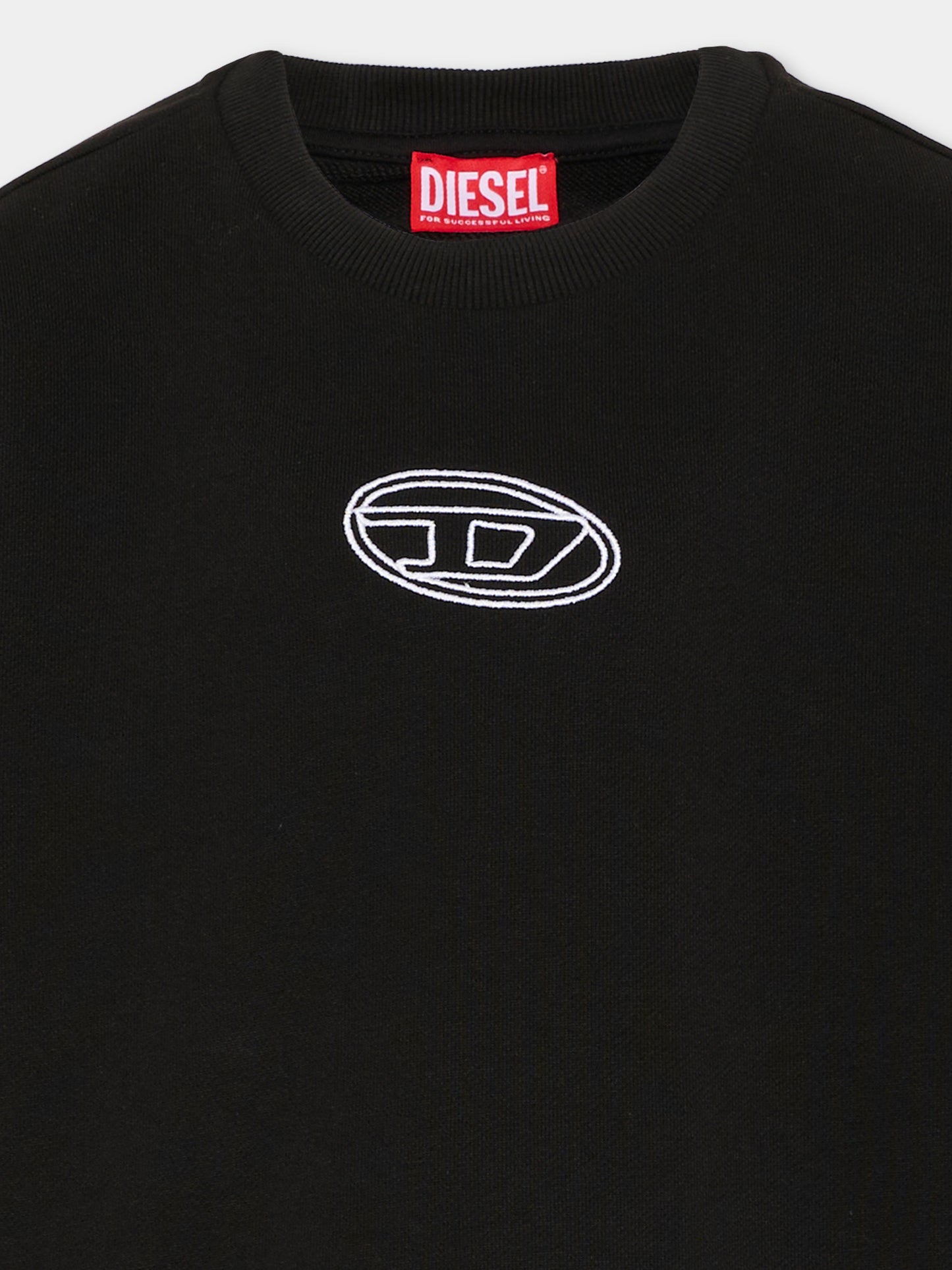 Felpa nera per bambina con logo,Diesel,J02621 0GEAD K900