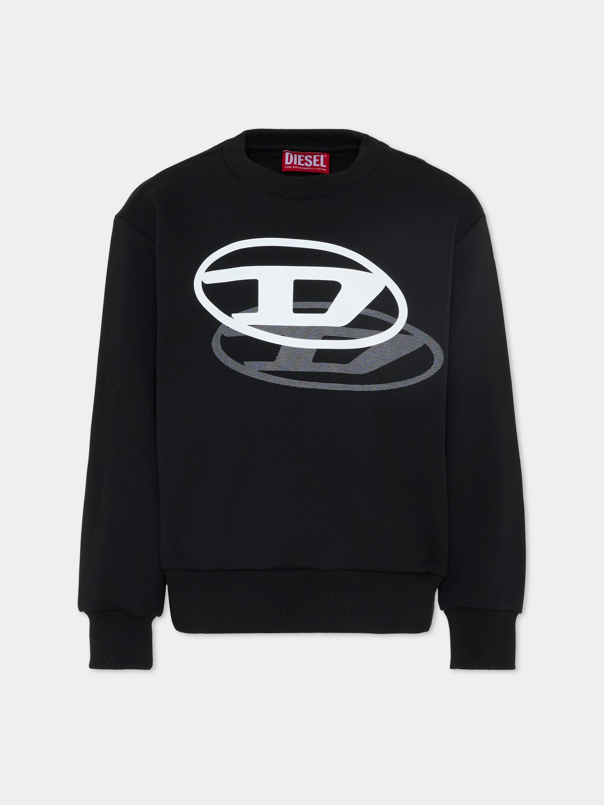 Felpa nera per bambino con logo,Diesel,J02627 KYAZ3 K900