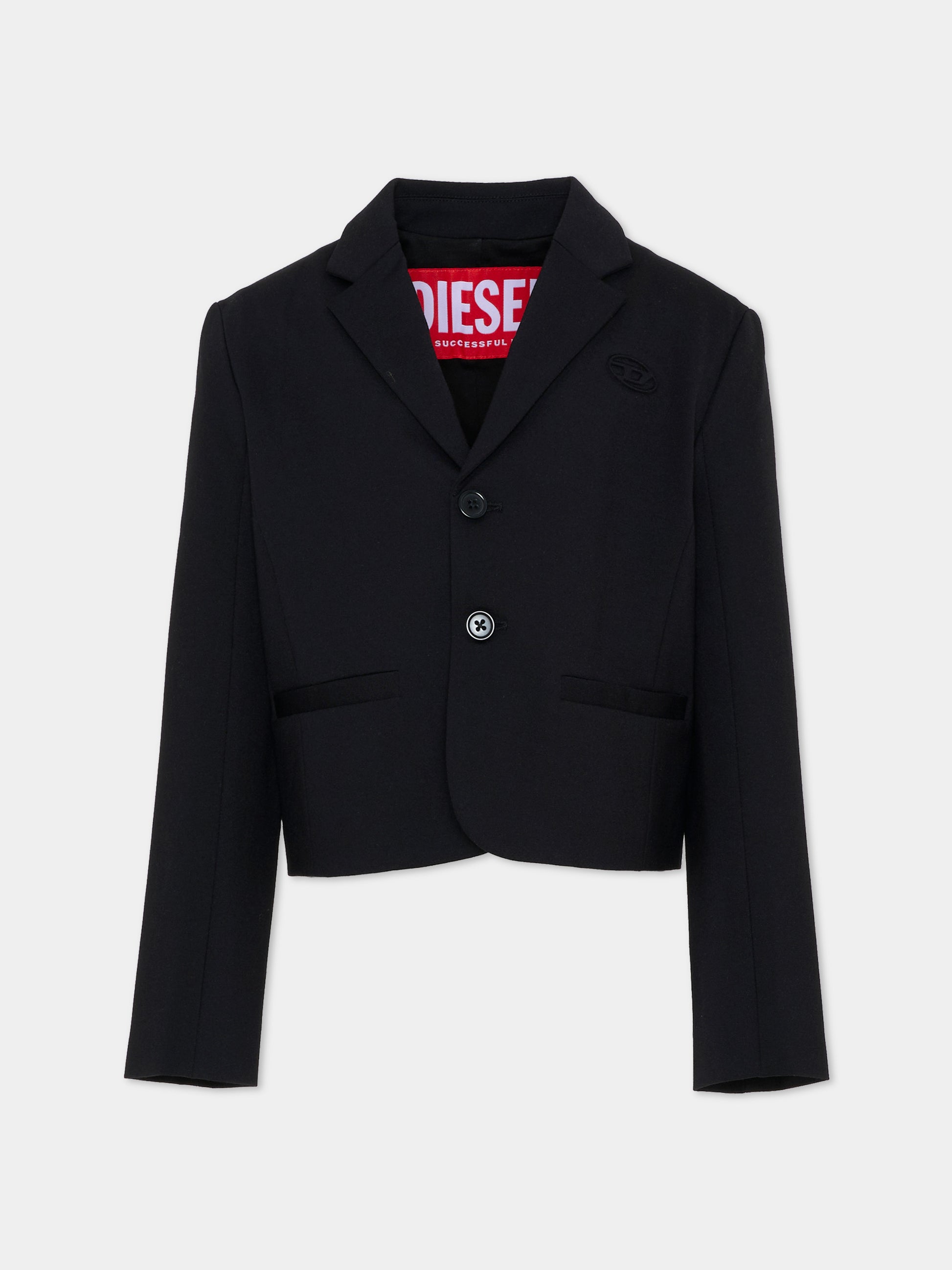 Giacca nera per bambina con logo,Diesel,J02646 KYATE K900