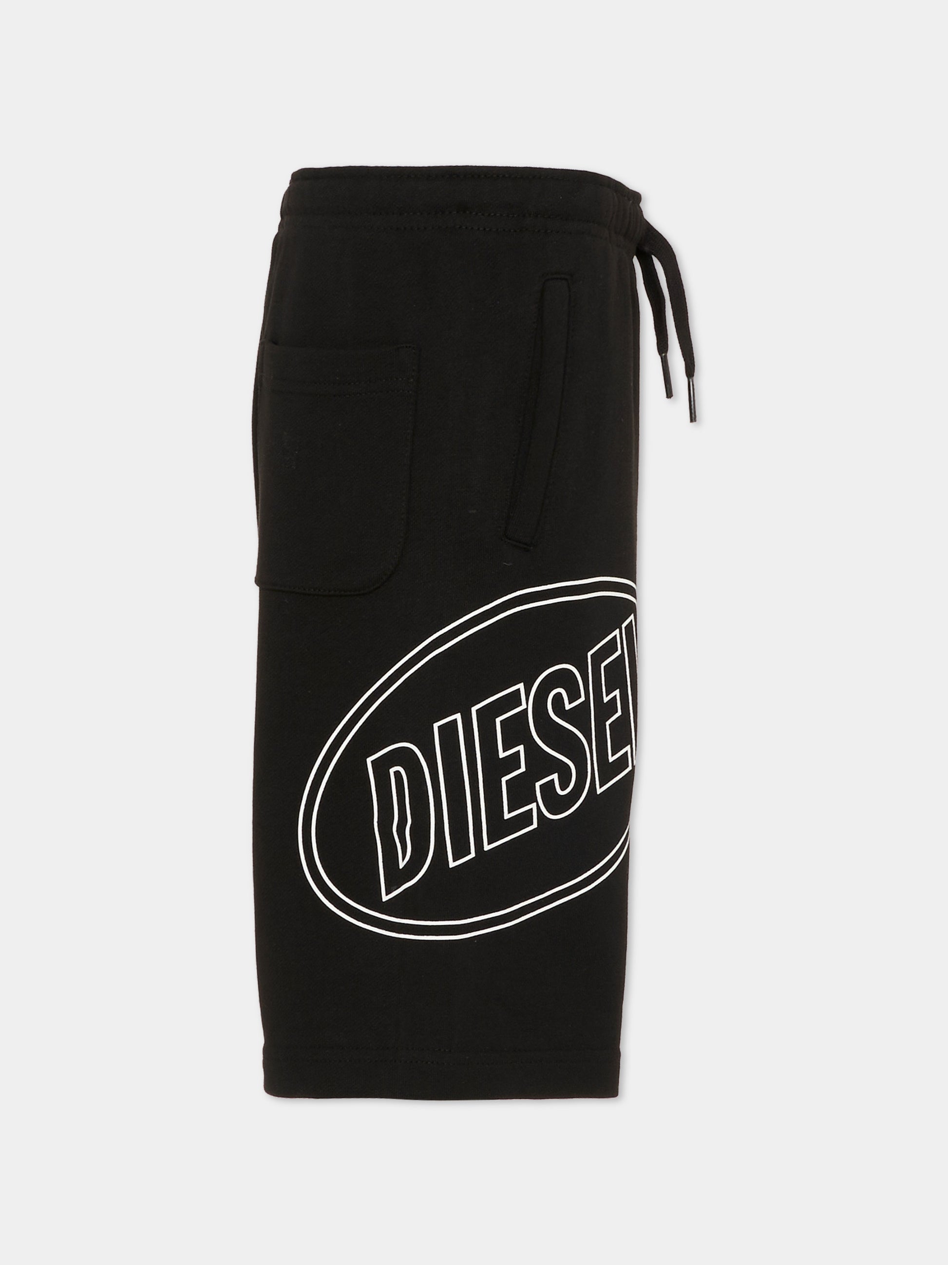 Shorts neri per bambino con logo,Diesel,J02676 0GEAD K900