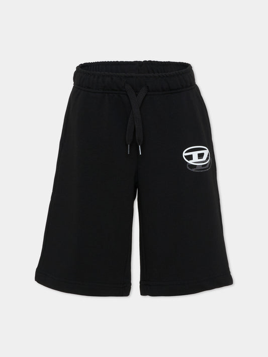 Shorts neri per bambino con logo,Diesel,J02683 KYAZ3 K900