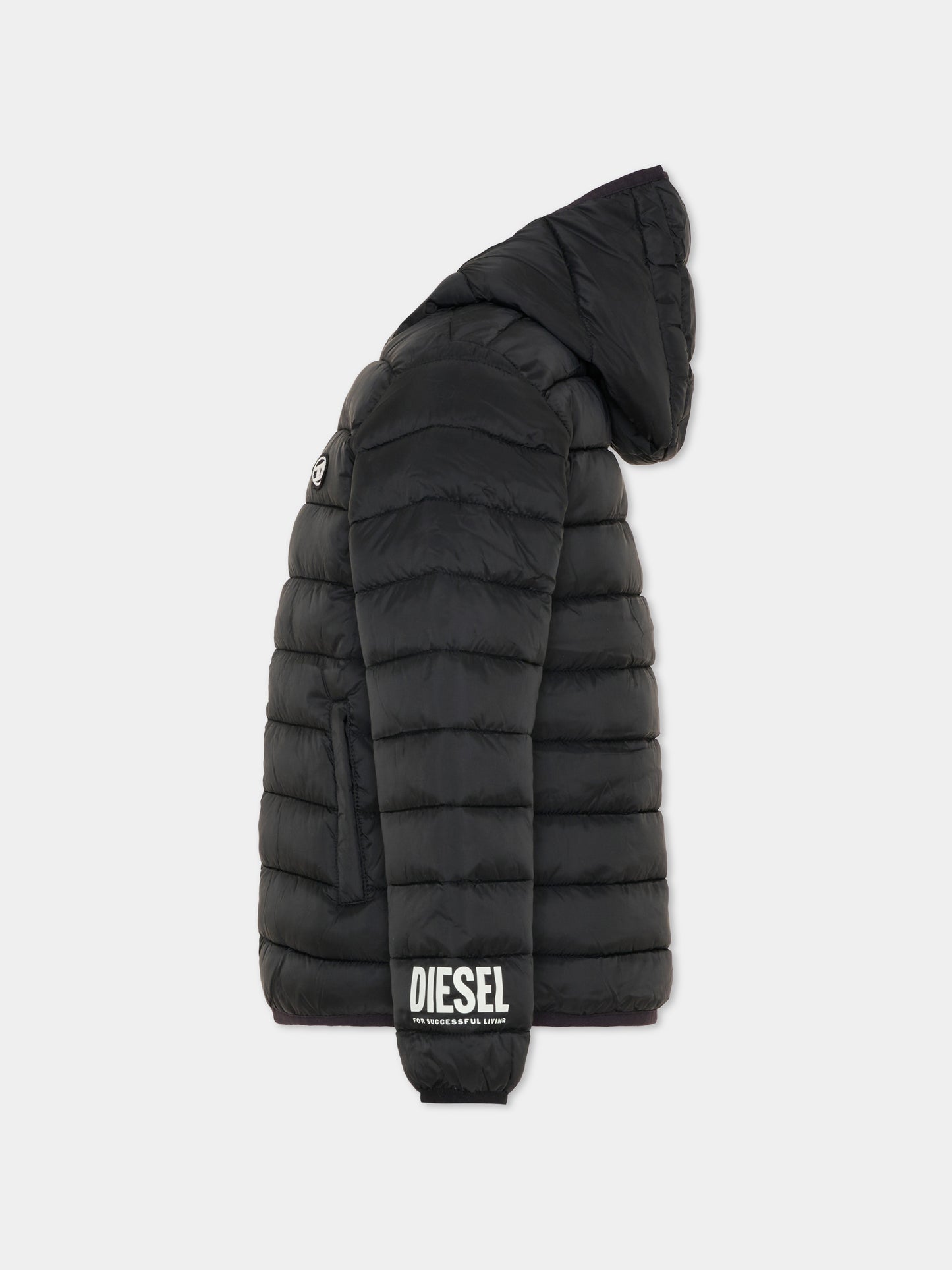 Piumino nero per bambini con logo,Diesel,J02695 KXBT0 K900