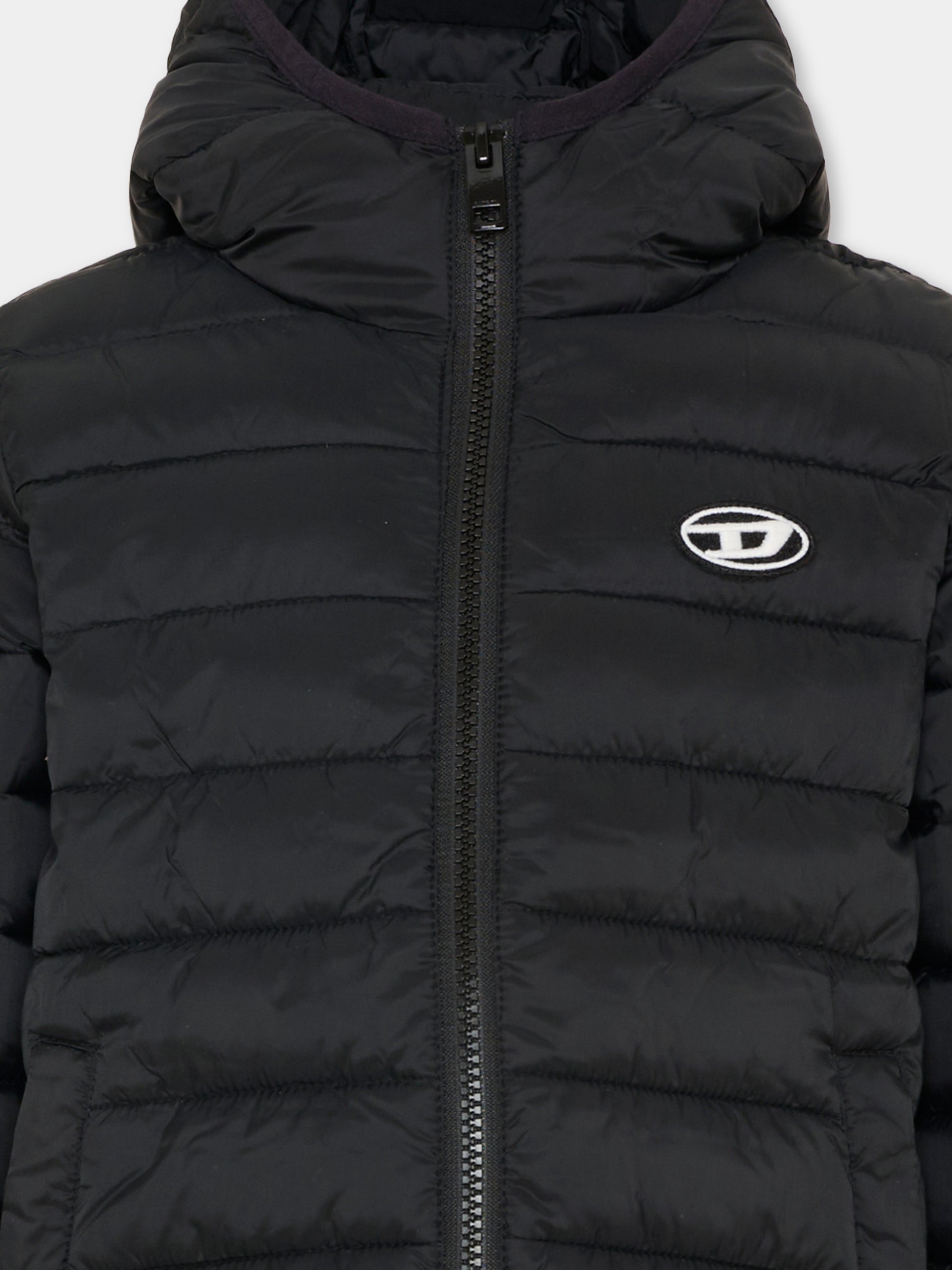 Piumino nero per bambini con logo,Diesel,J02695 KXBT0 K900