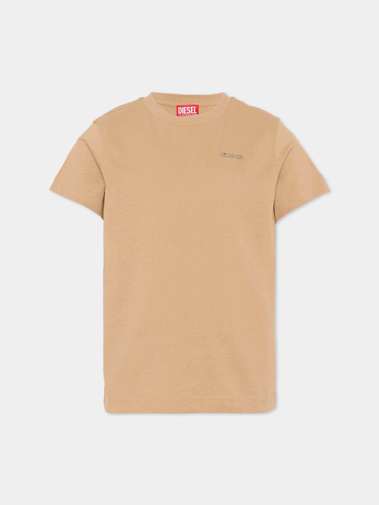 T-shirt beige per bambini con logo,Diesel,J02771 0CATM K726