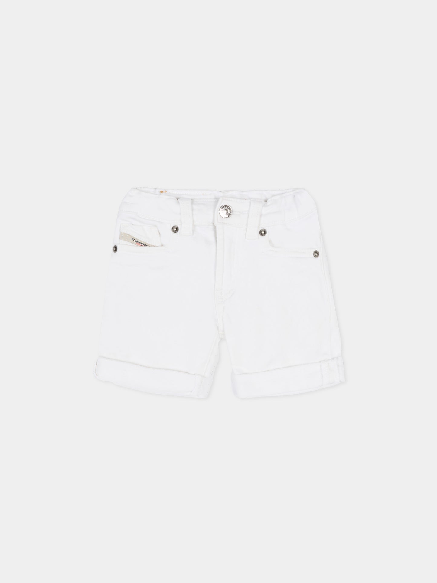 Shorts bianchi per neonati con logo,Diesel,K00362 KXBR6 K100
