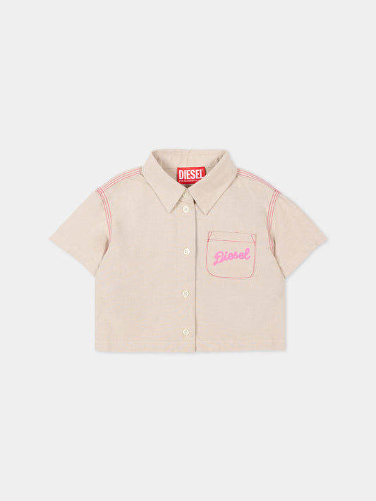 Camicia beige per neonata con logo,Diesel,K00743 KXBSN K141