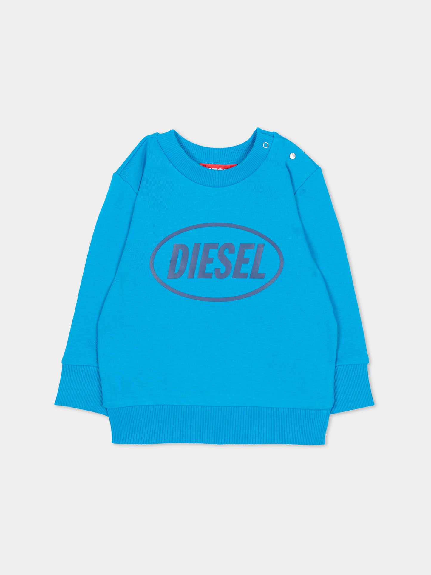 Felpa azzurra per neonati con logo,Diesel,K00752 KYAVF K824