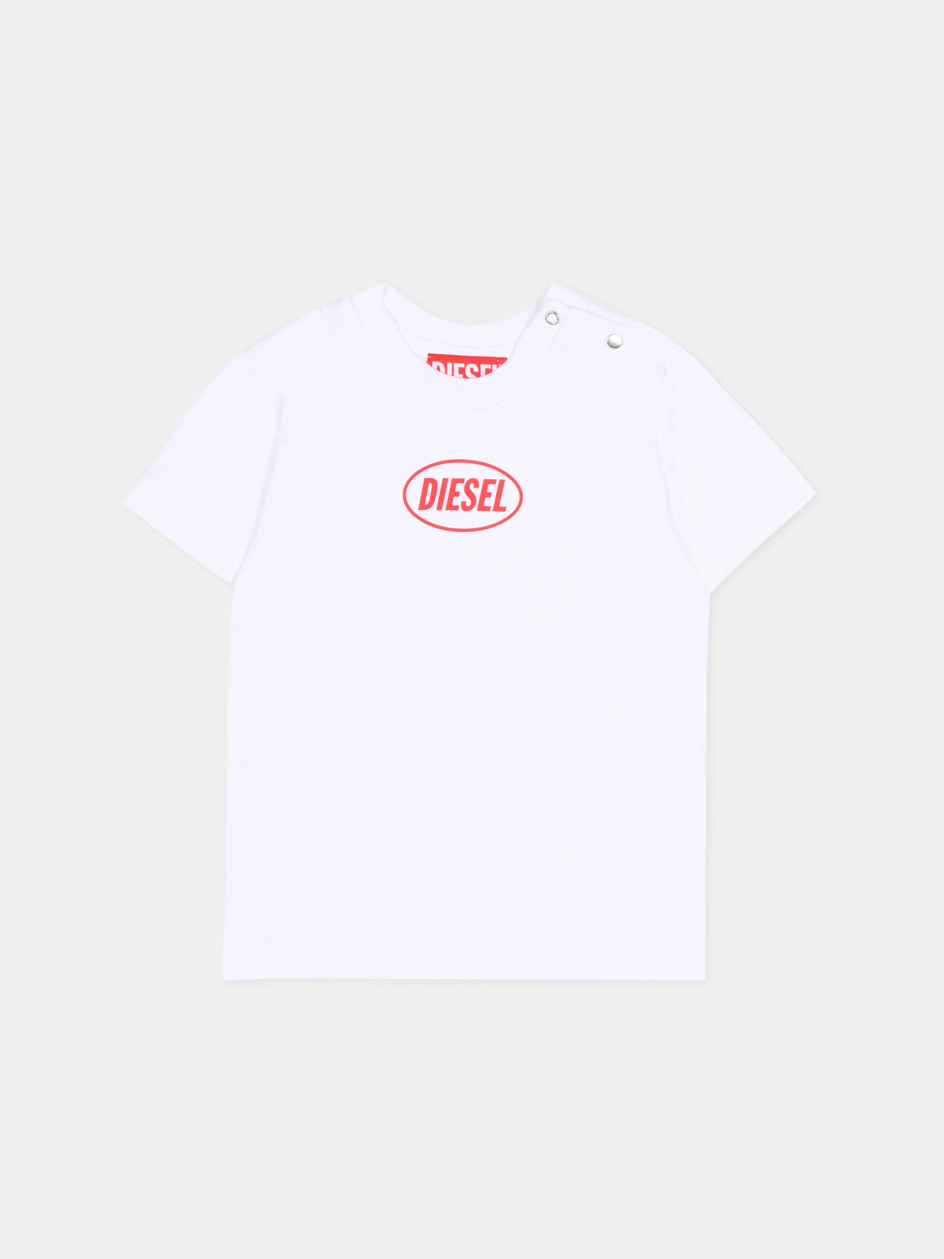 T-shirt bianca per neonati con logo,Diesel,K00764 0GRAI K100