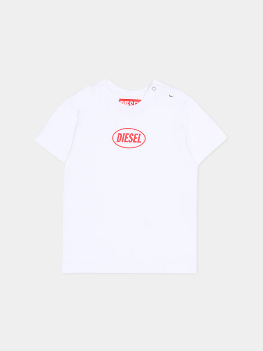 T-shirt bianca per neonati con logo,Diesel,K00764 0GRAI K100