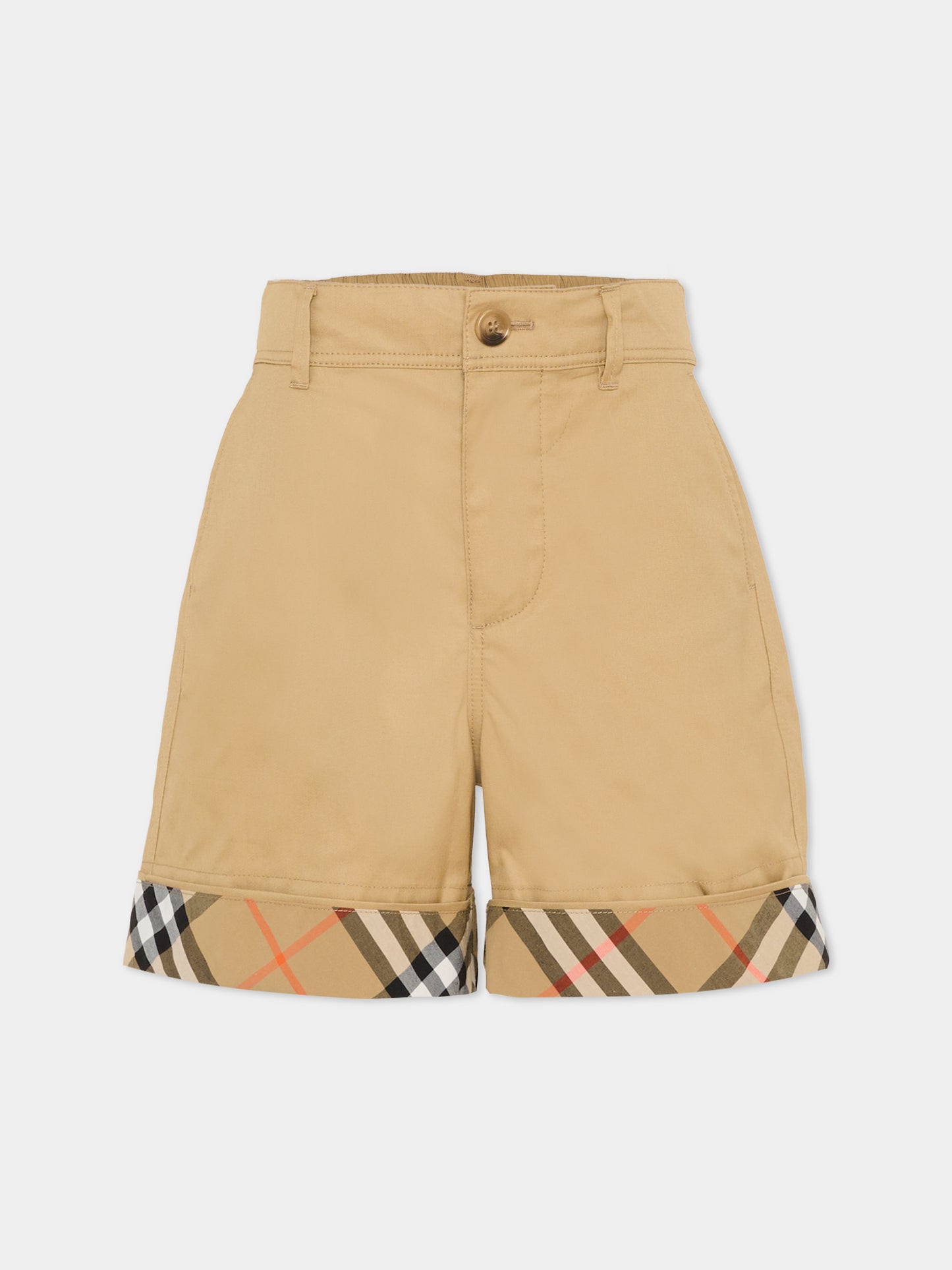 Shorts beige per bambini con check vintage,Burberry Kids,8117173 B9719