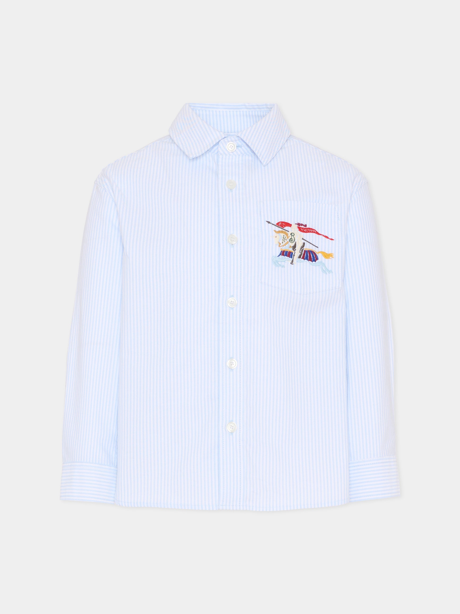 Camicia celeste per bambino con cavaliere equestre,Burberry Kids,8117804 A2222