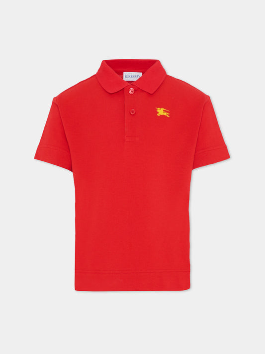 Polo rossa per bambino con cavaliere equestre,Burberry Kids,8117372 B7308