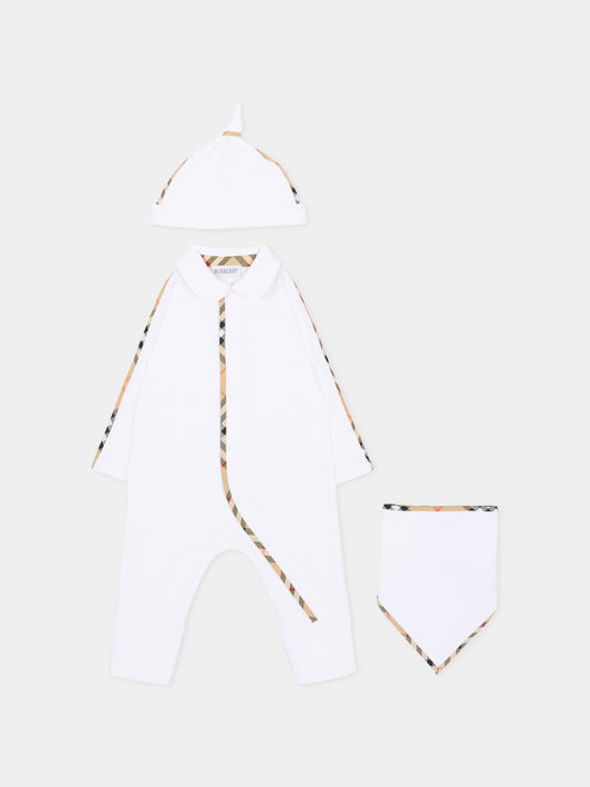Set tutine bianca per neonati con check vintage