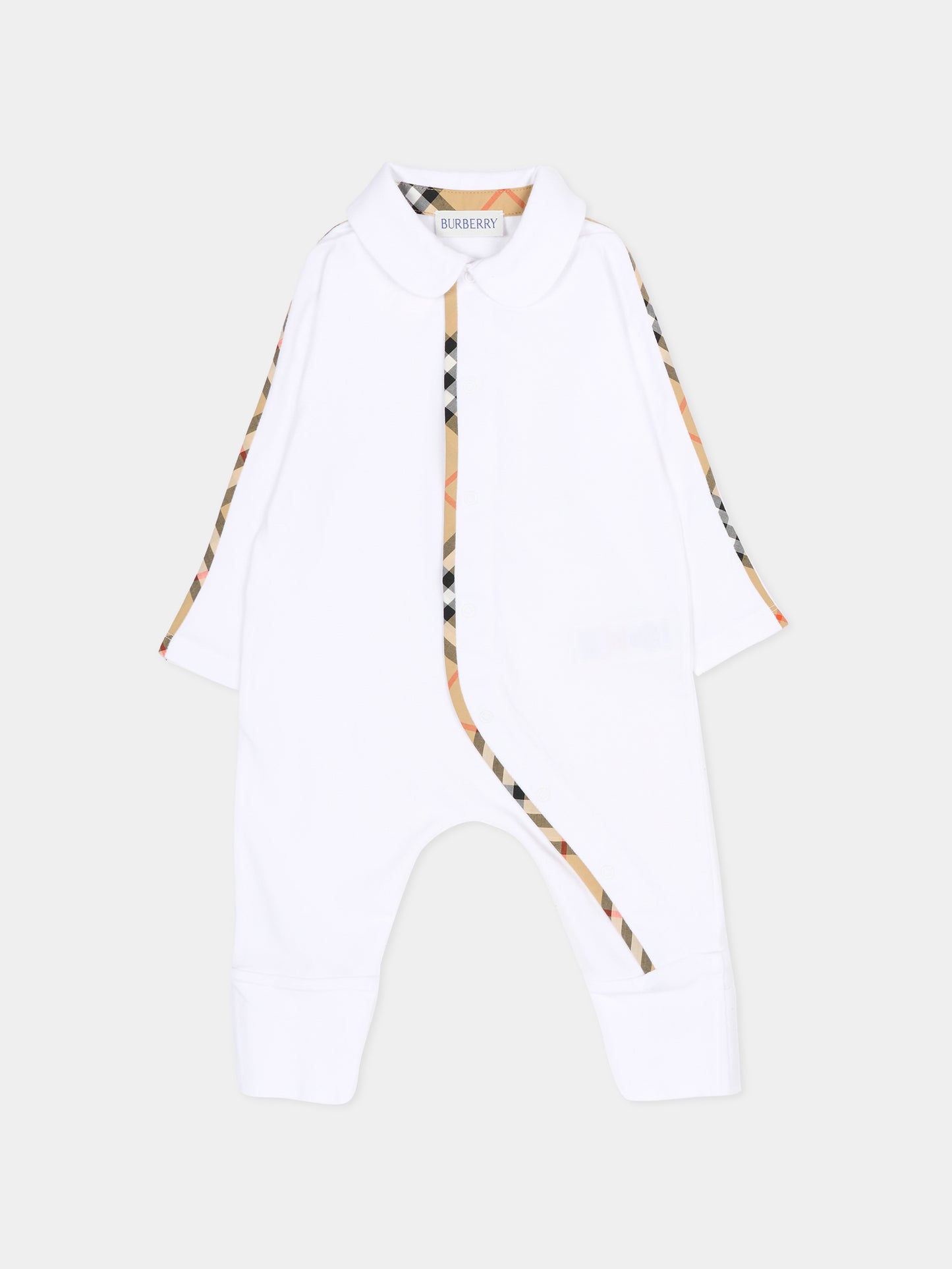 Set tutine bianca per neonati con check vintage,Burberry Kids,8119819 A1464