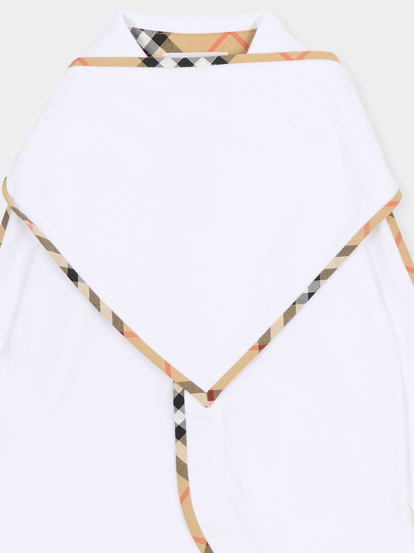 Set tutine bianca per neonati con check vintage,Burberry Kids,8119819 A1464