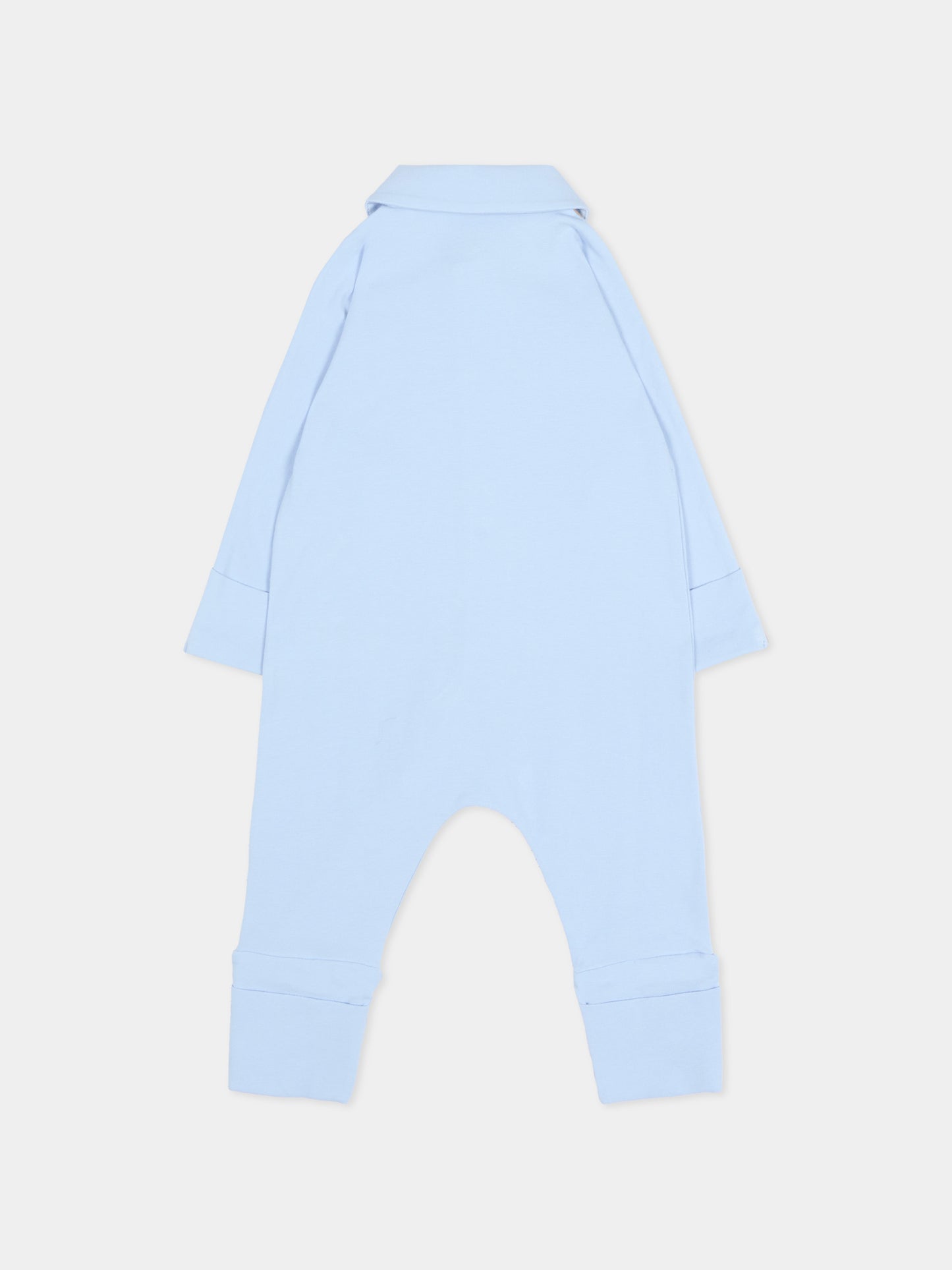 Set tutina celeste per neonato con check vintage