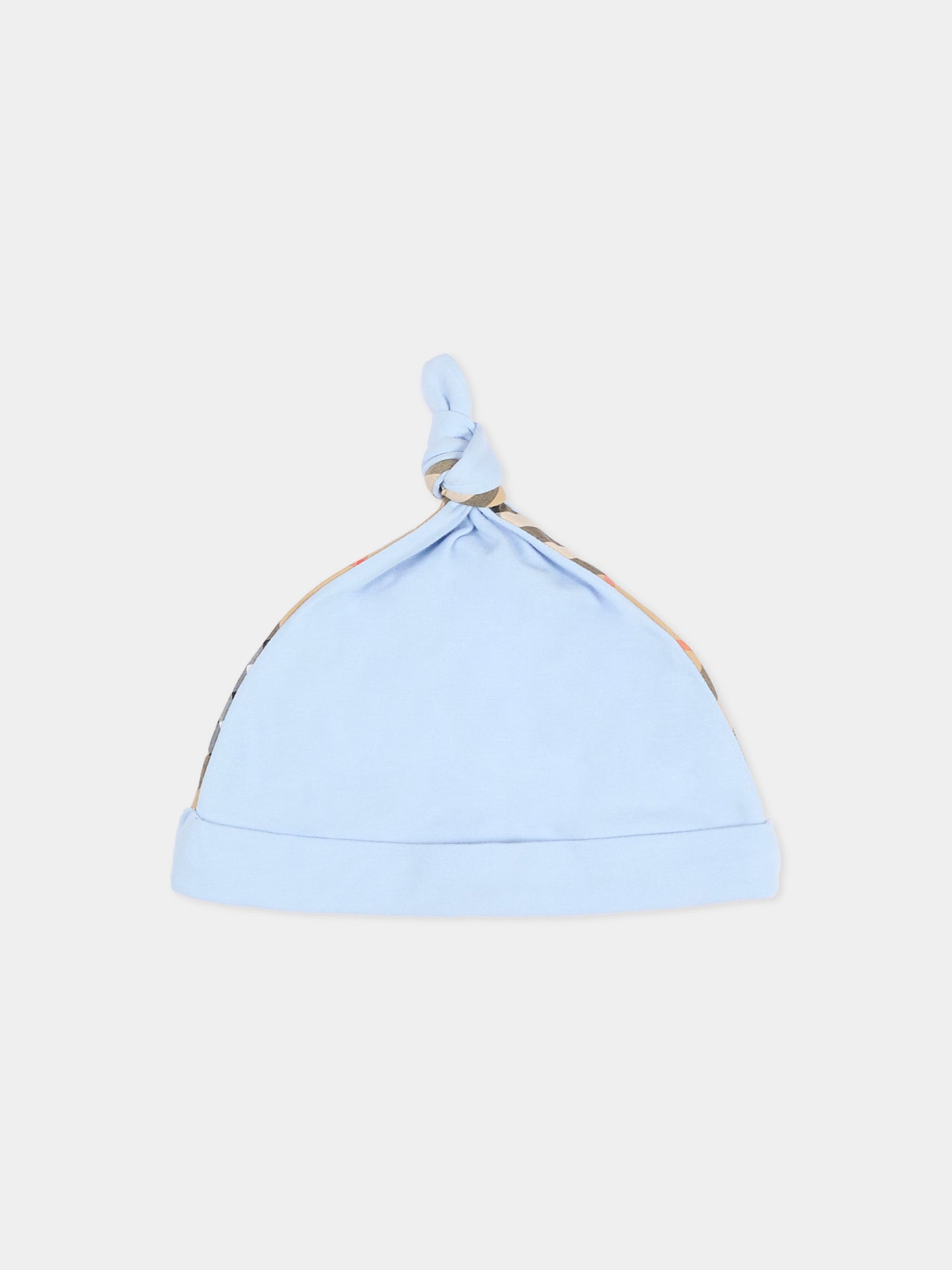 Set tutina celeste per neonato con check vintage