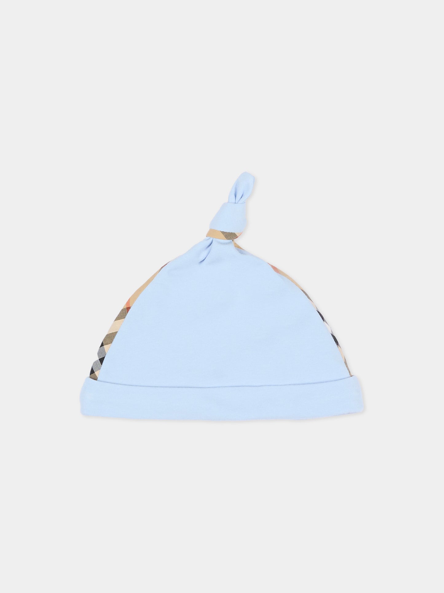 Set tutina celeste per neonato con check vintage