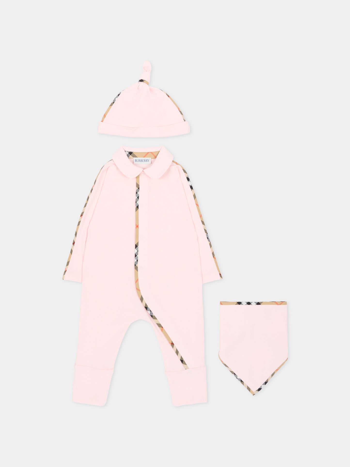 Set tutina rosa per neonata con check vintage