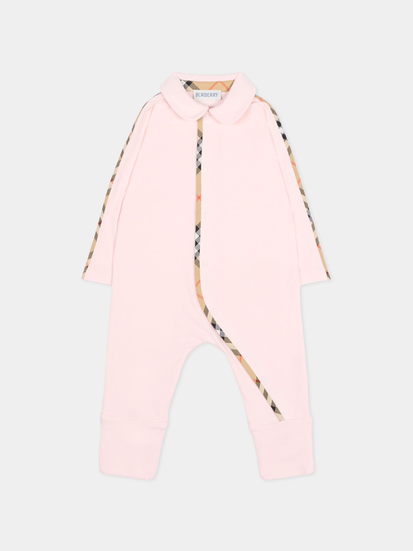 Set tutina rosa per neonata con check vintage