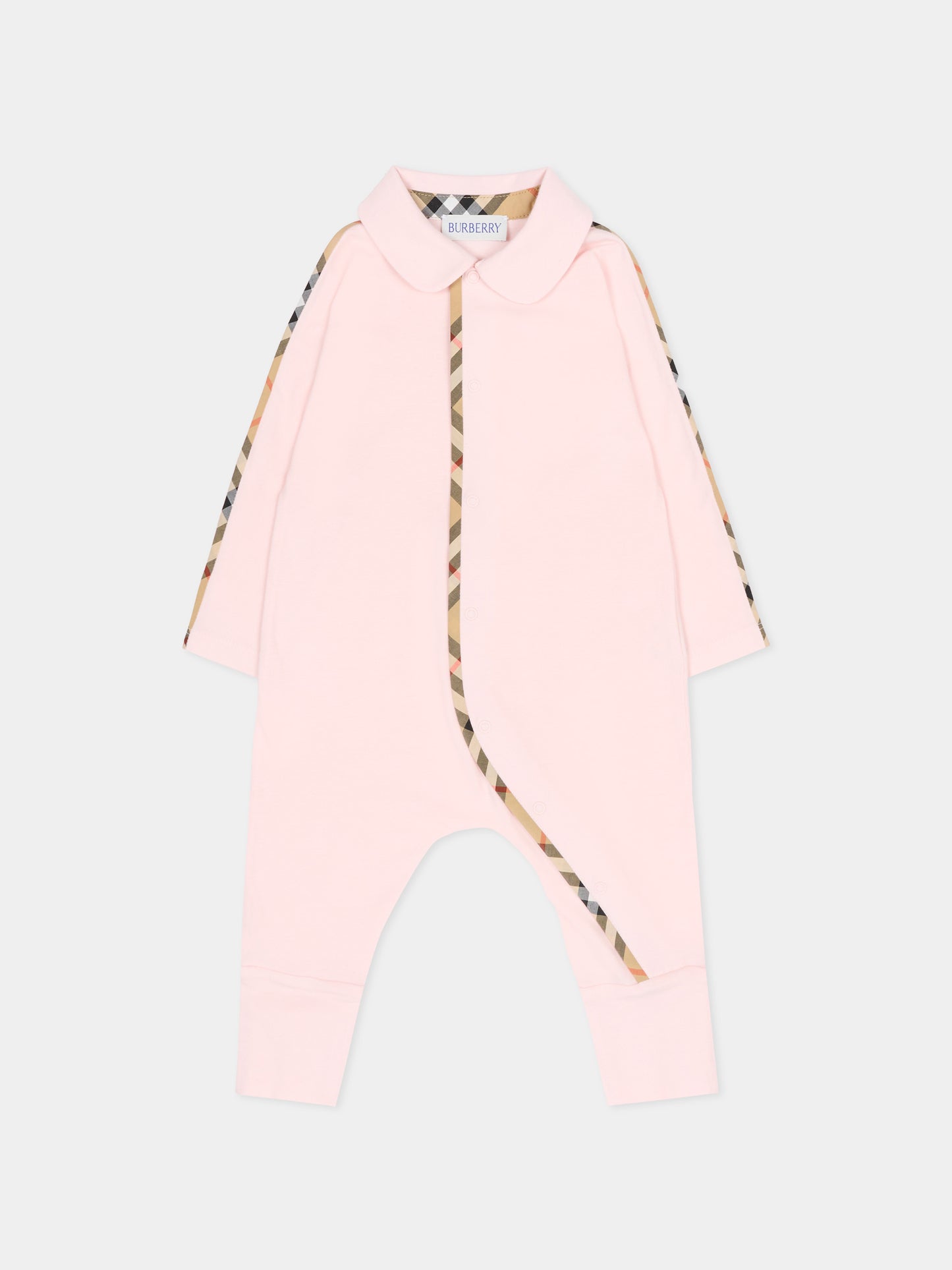 Set tutina rosa per neonata con check vintage,Burberry Kids,8119822 A1439