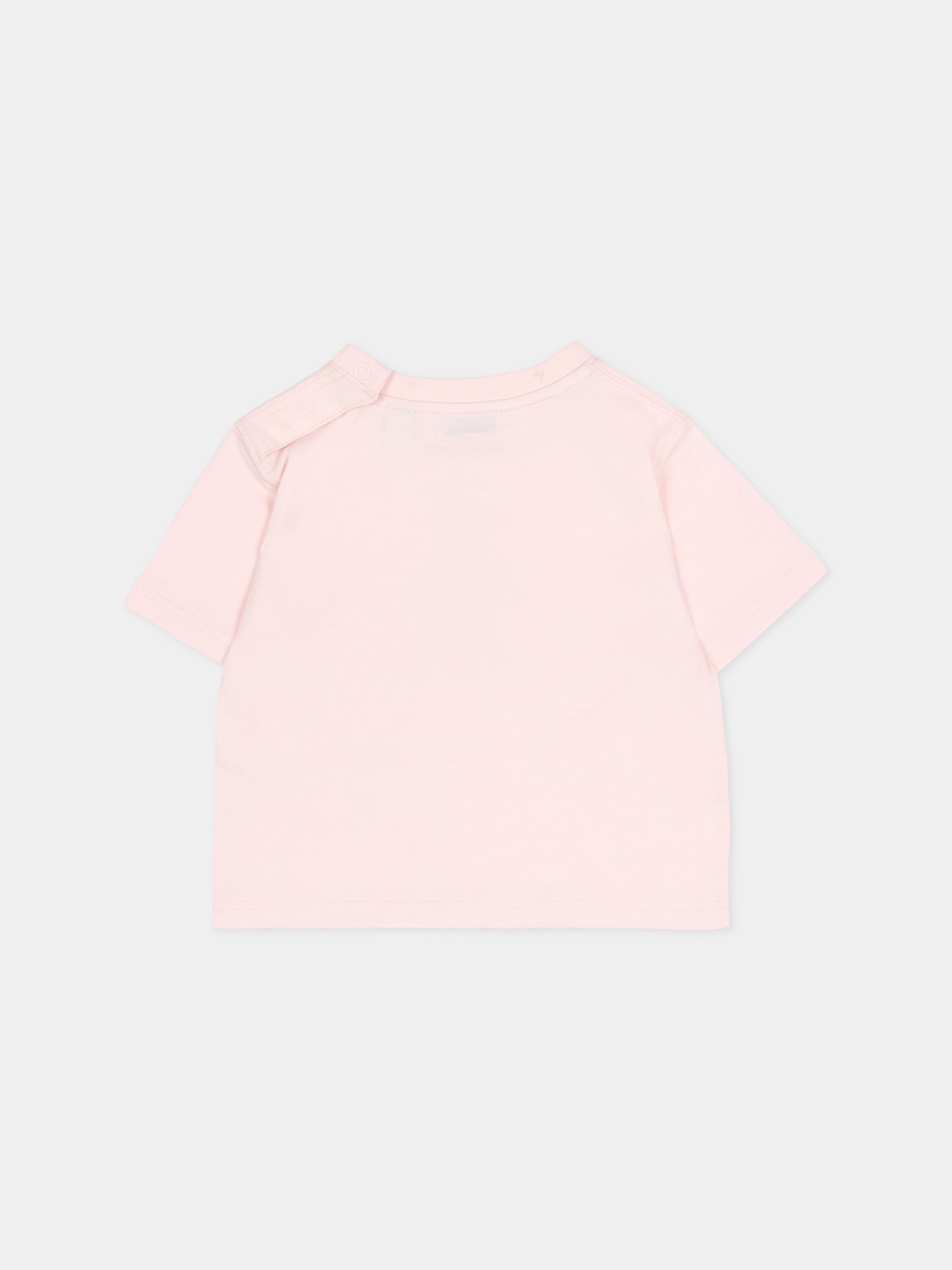 T-shirt rosa per neonata con orsetto Thomas,Burberry Kids,8121207 A1439