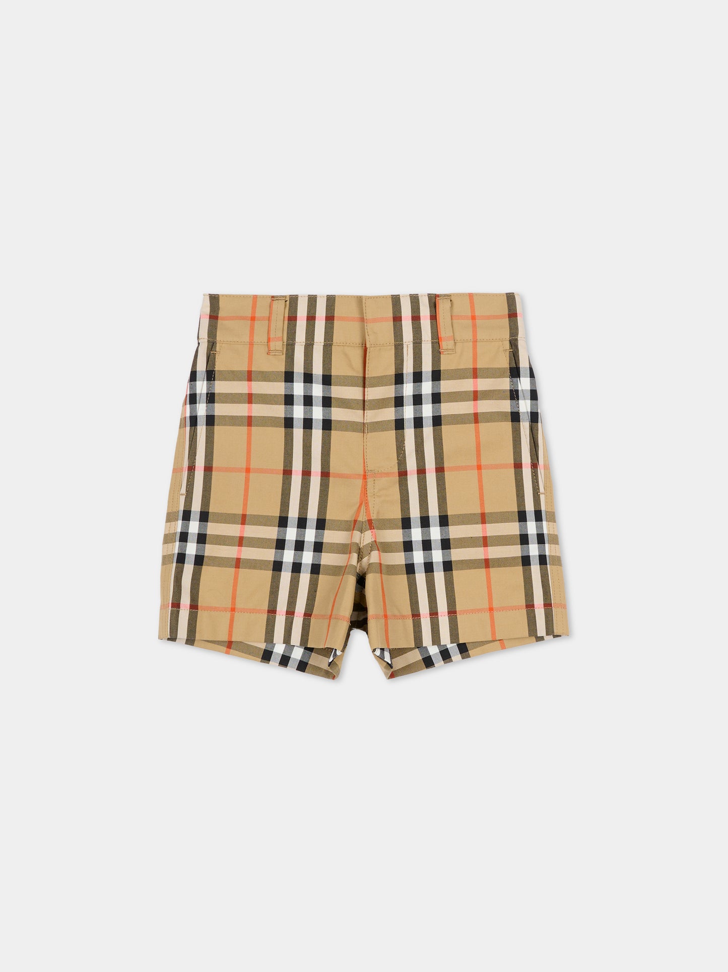 Shorts beige per neonati con check vintage,Burberry Kids,8121238 B9368