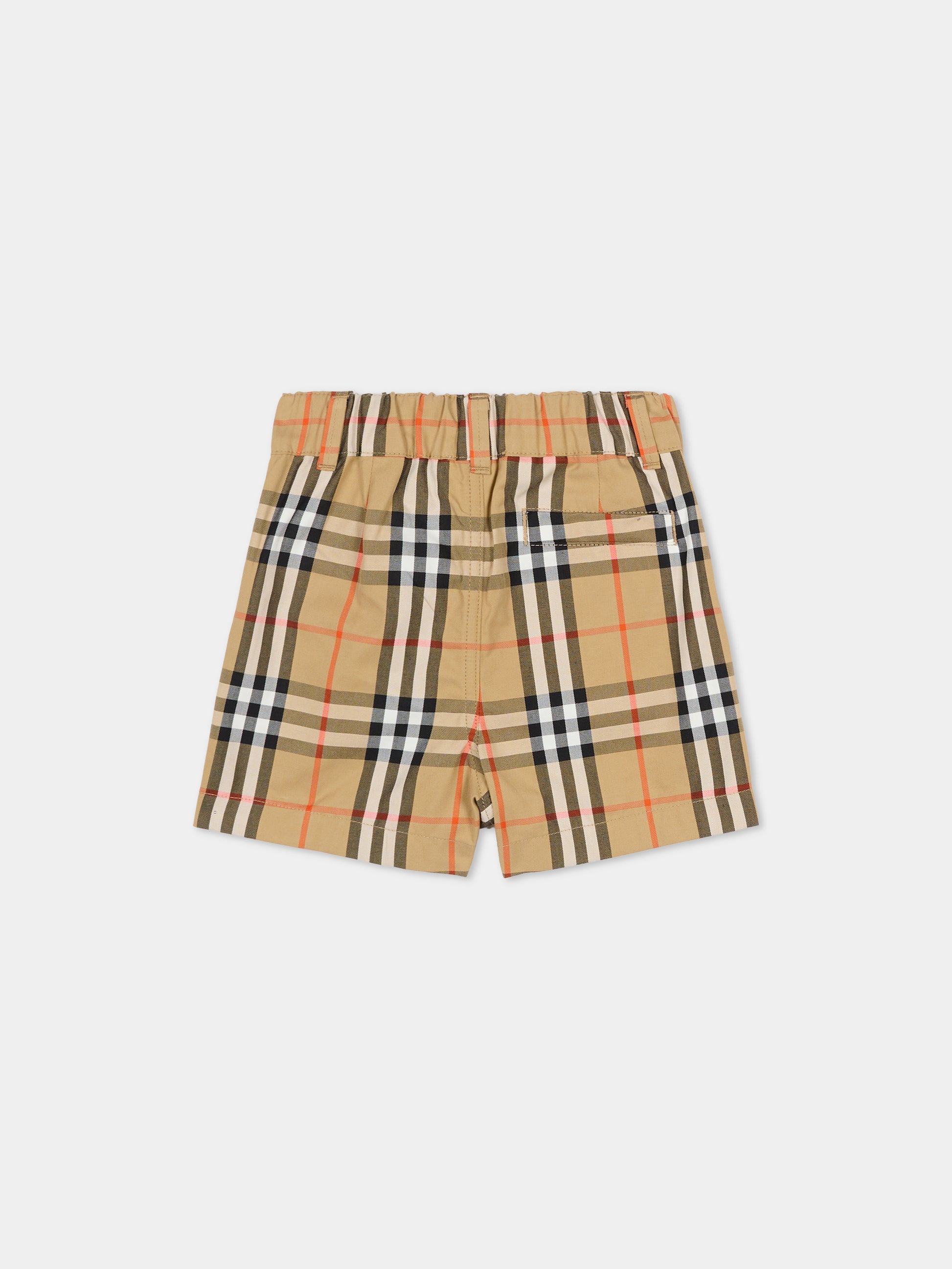 Shorts beige per neonati con check vintage,Burberry Kids,8121238 B9368