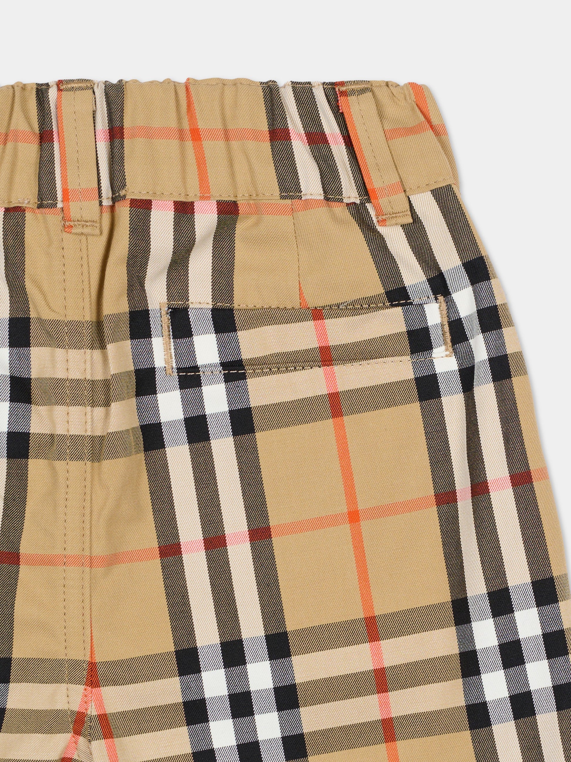 Shorts beige per neonati con check vintage,Burberry Kids,8121238 B9368