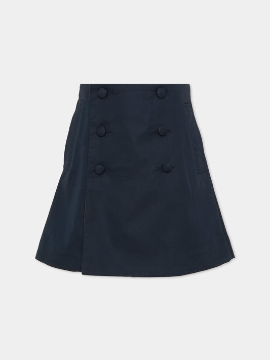 Gonna blu per bambina con bottoni,Burberry Kids,8117161 A1662