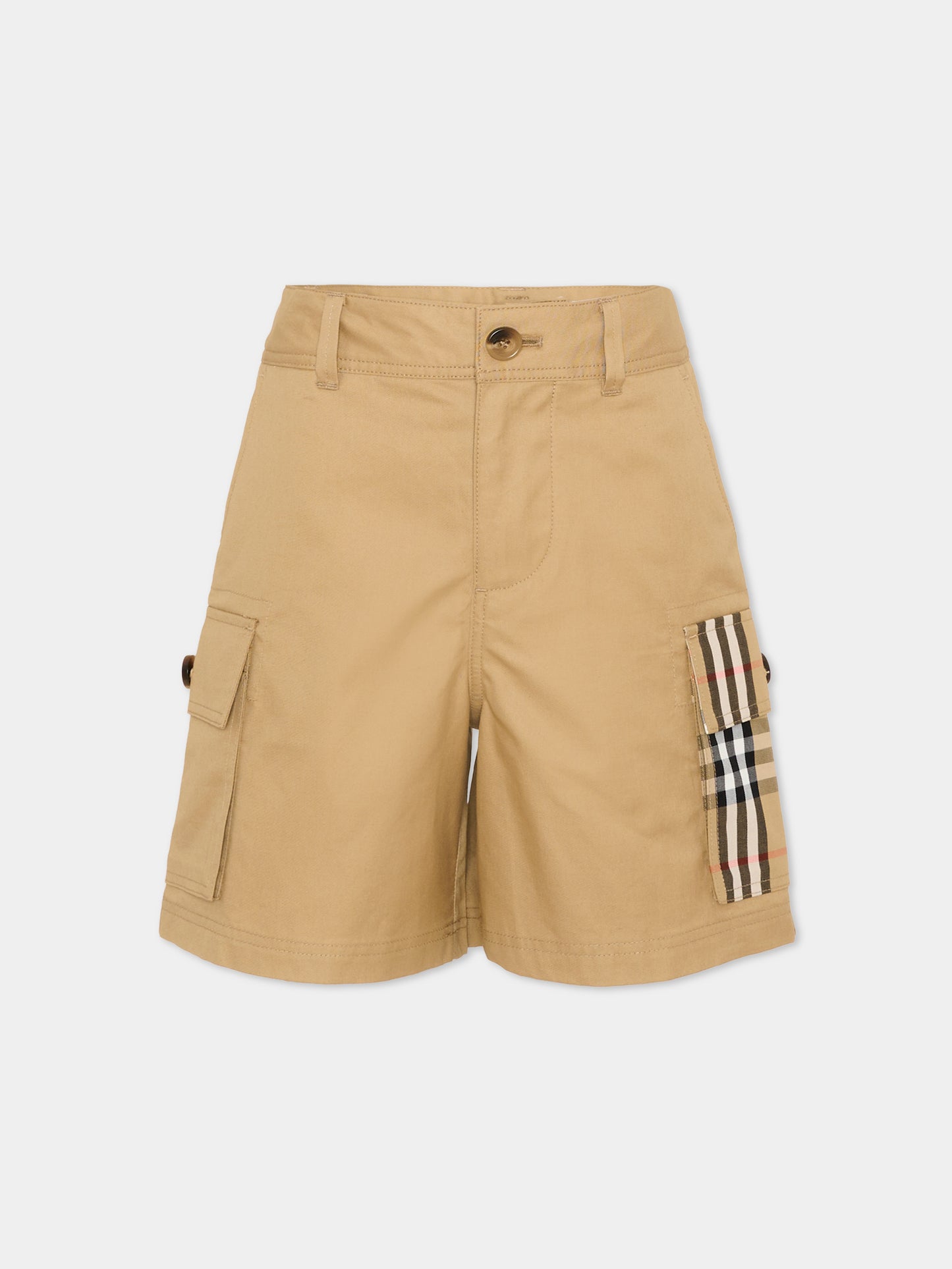 Shorts beige per bambini con Vintage Check,Burberry Kids,8117176 B9719