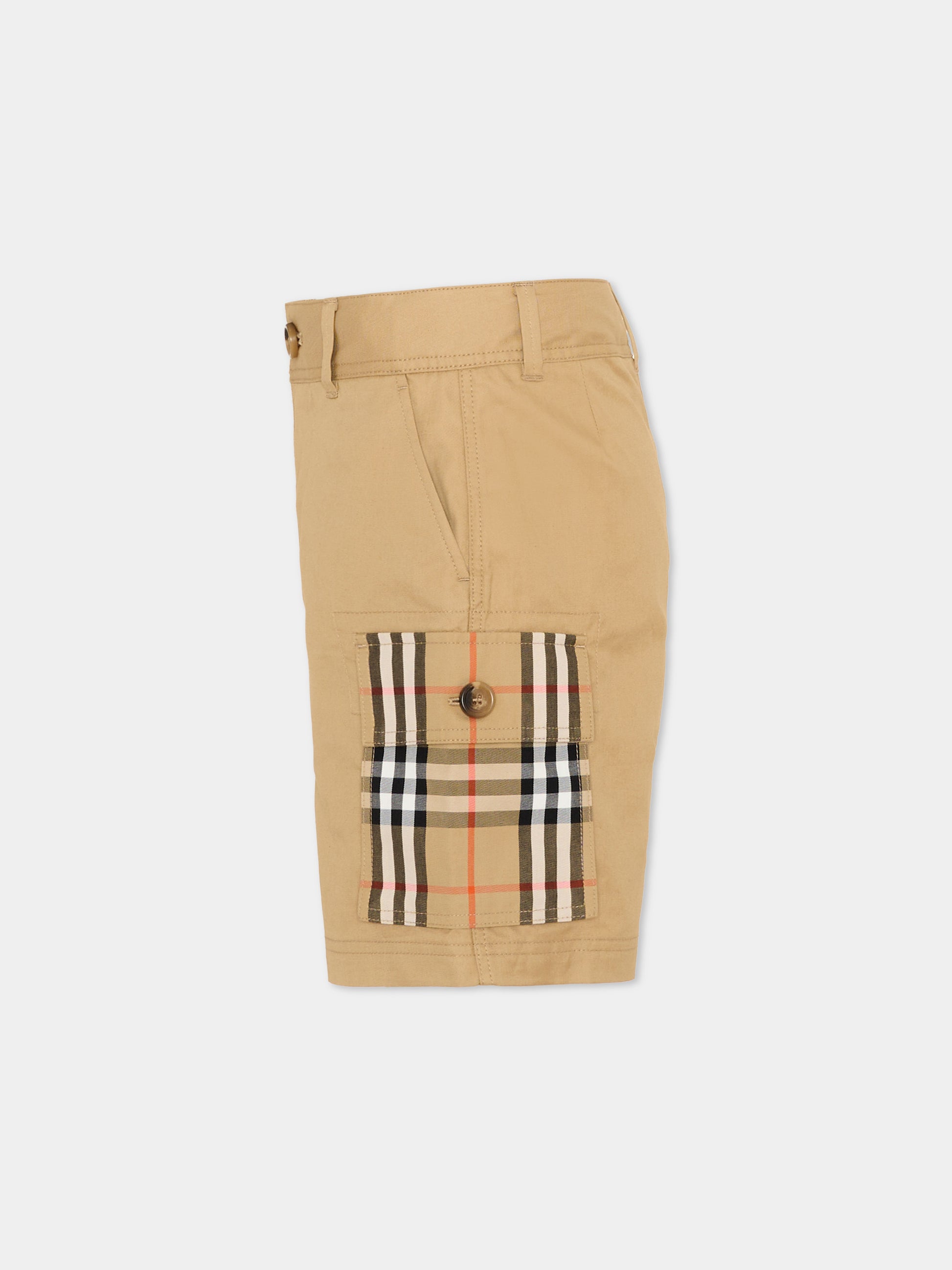 Shorts beige per bambini con Vintage Check,Burberry Kids,8117176 B9719