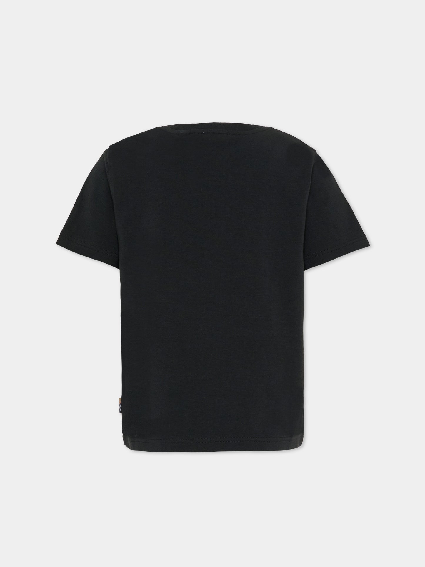 T-shirt nera per bambini con cavaliere equestre,Burberry Kids,8117667 A1189