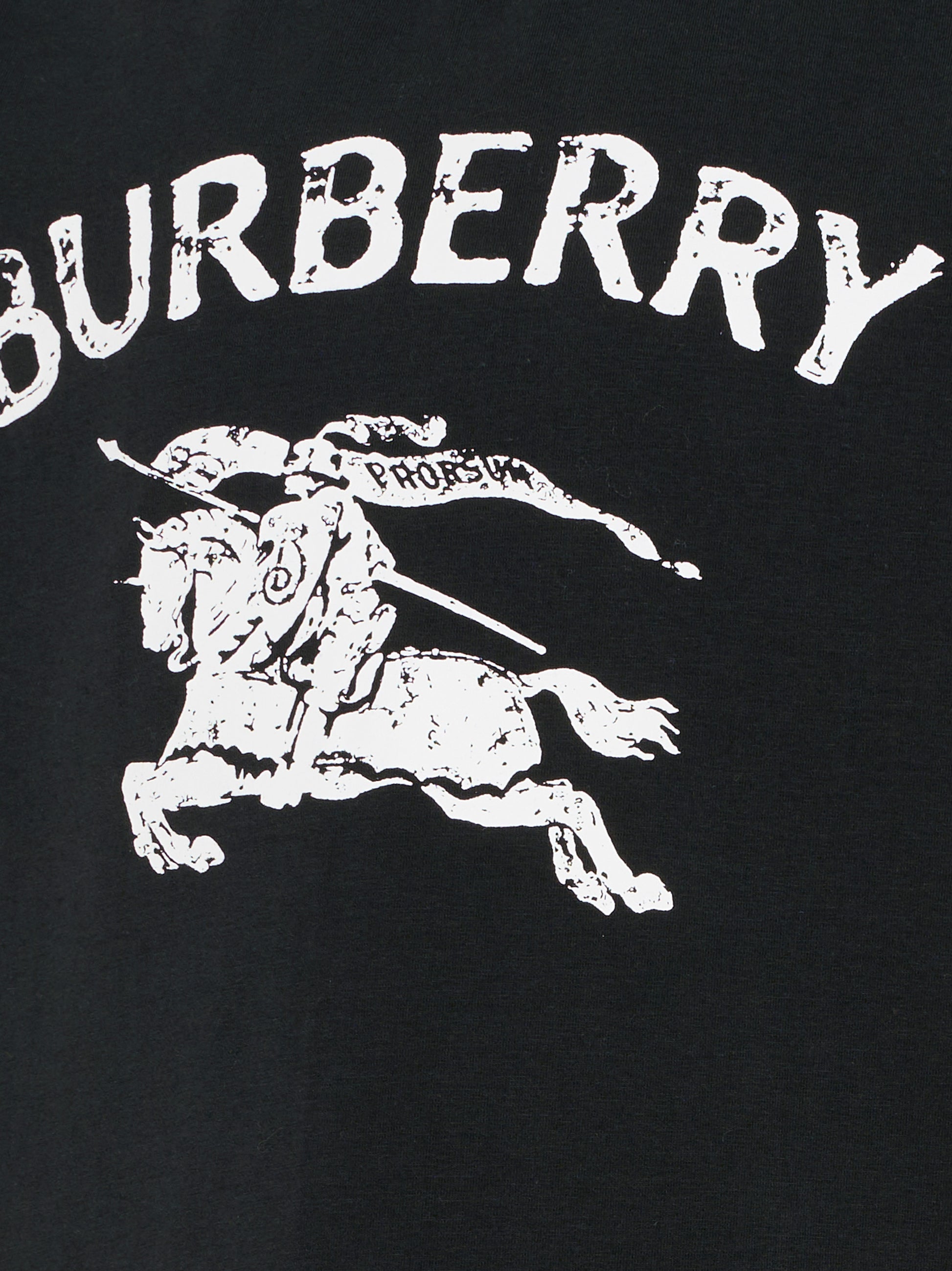 T-shirt nera per bambini con cavaliere equestre,Burberry Kids,8117667 A1189