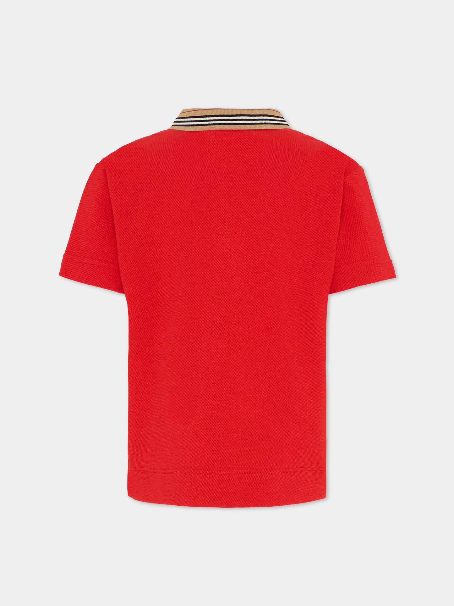 Polo rossa per bambino con cavaliere equestre,Burberry Kids,8117354 B7308