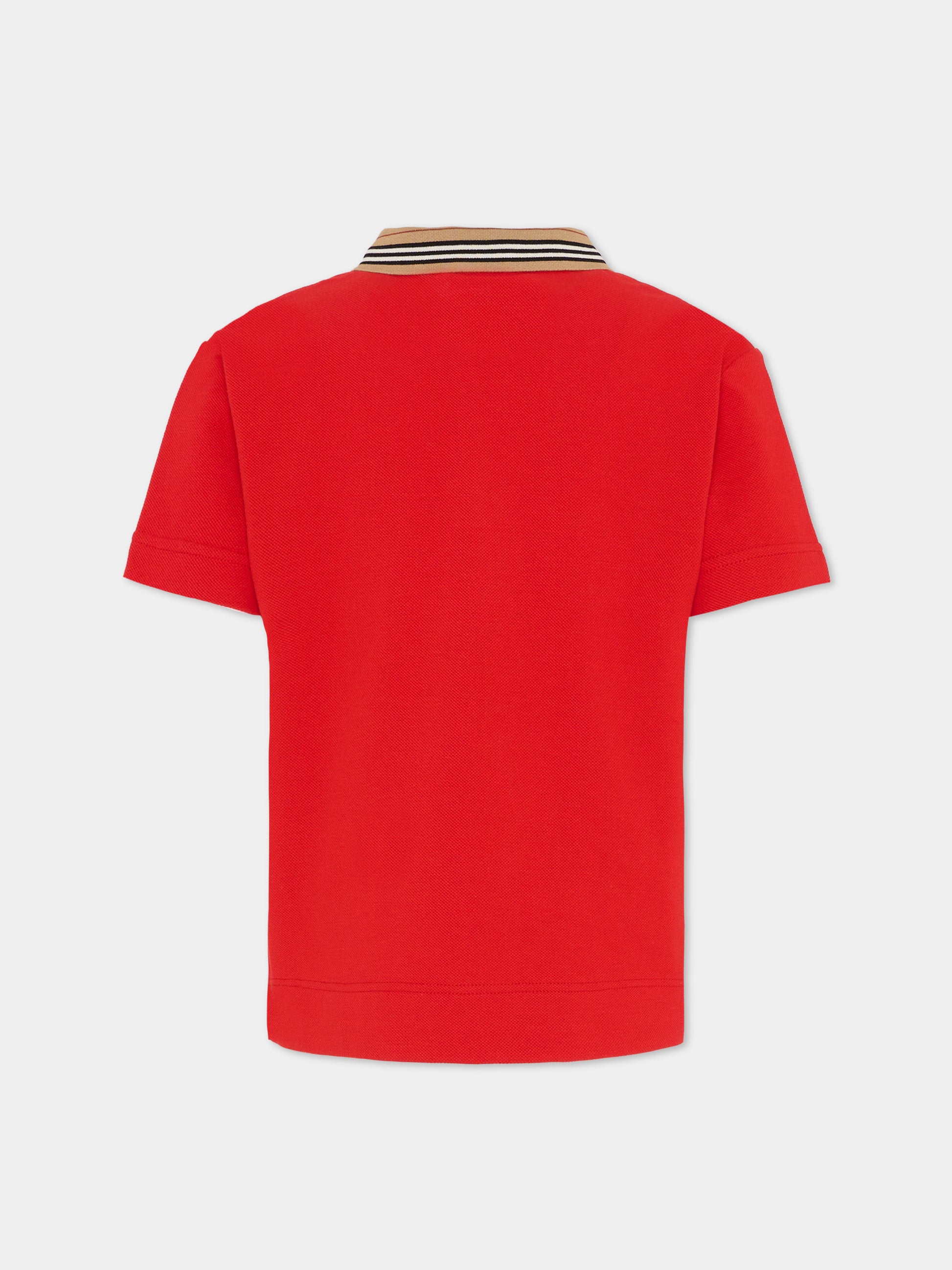 Polo rossa per bambino con cavaliere equestre,Burberry Kids,8117354 B7308