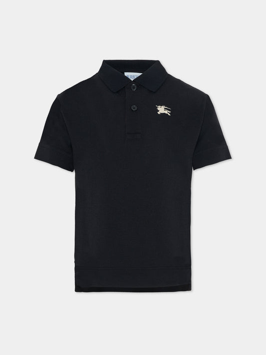Polo nera per bambini con cavaliere equestre,Burberry Kids,8117373 A1189