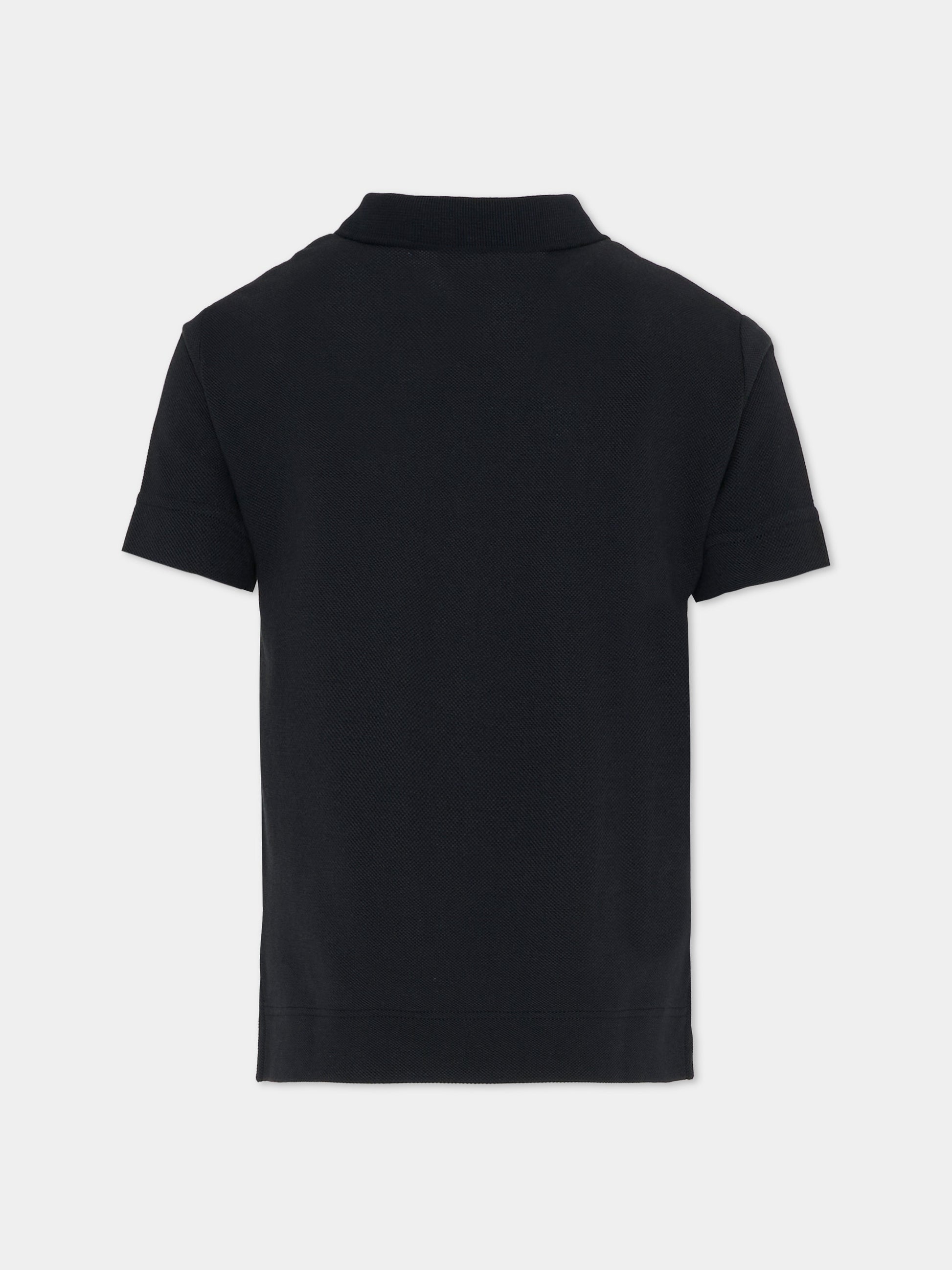 Polo nera per bambini con cavaliere equestre,Burberry Kids,8117373 A1189