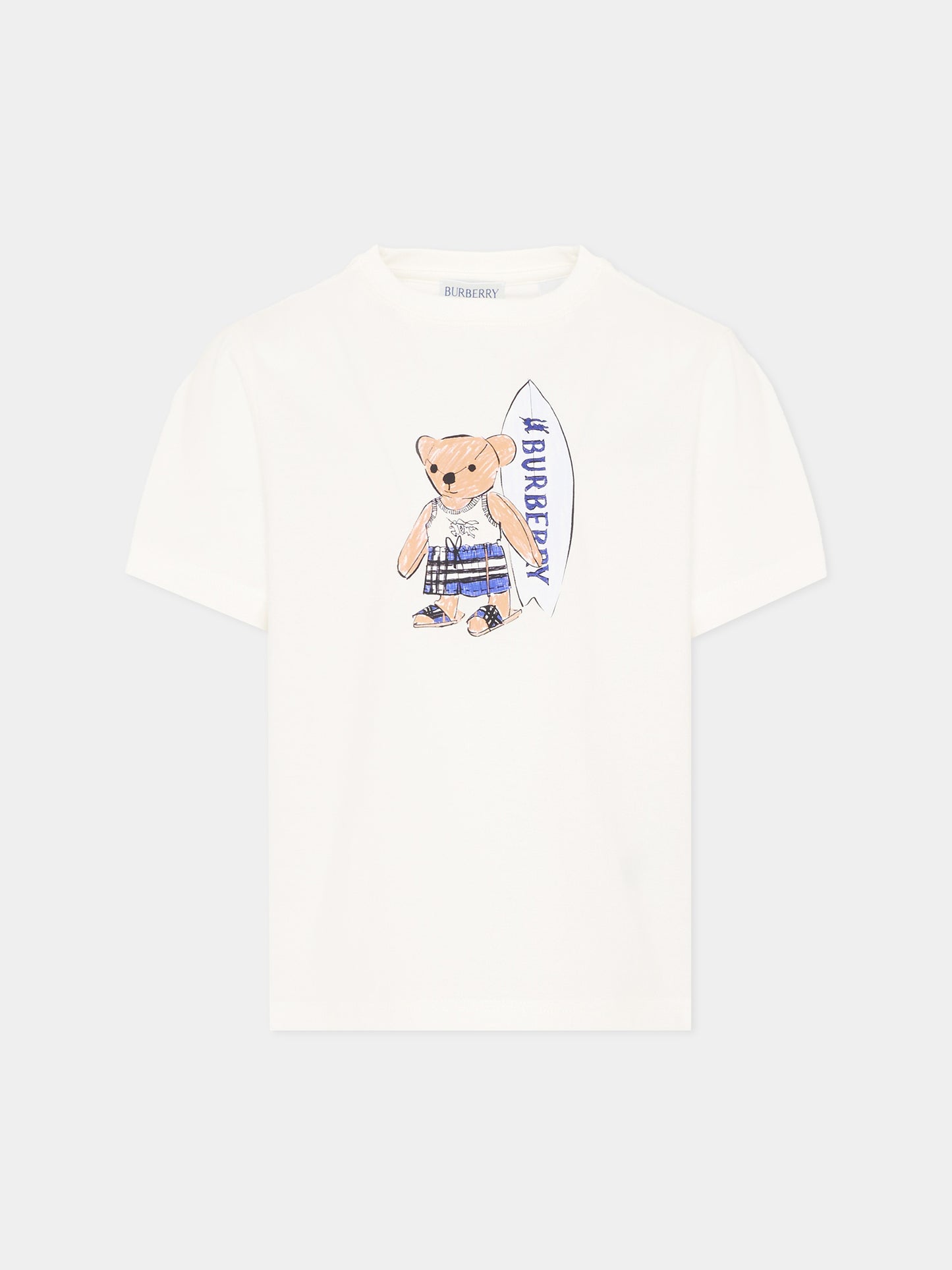 T-Shirt avorio per bambino con orsetto Thomas,Burberry Kids,8117540 A2014