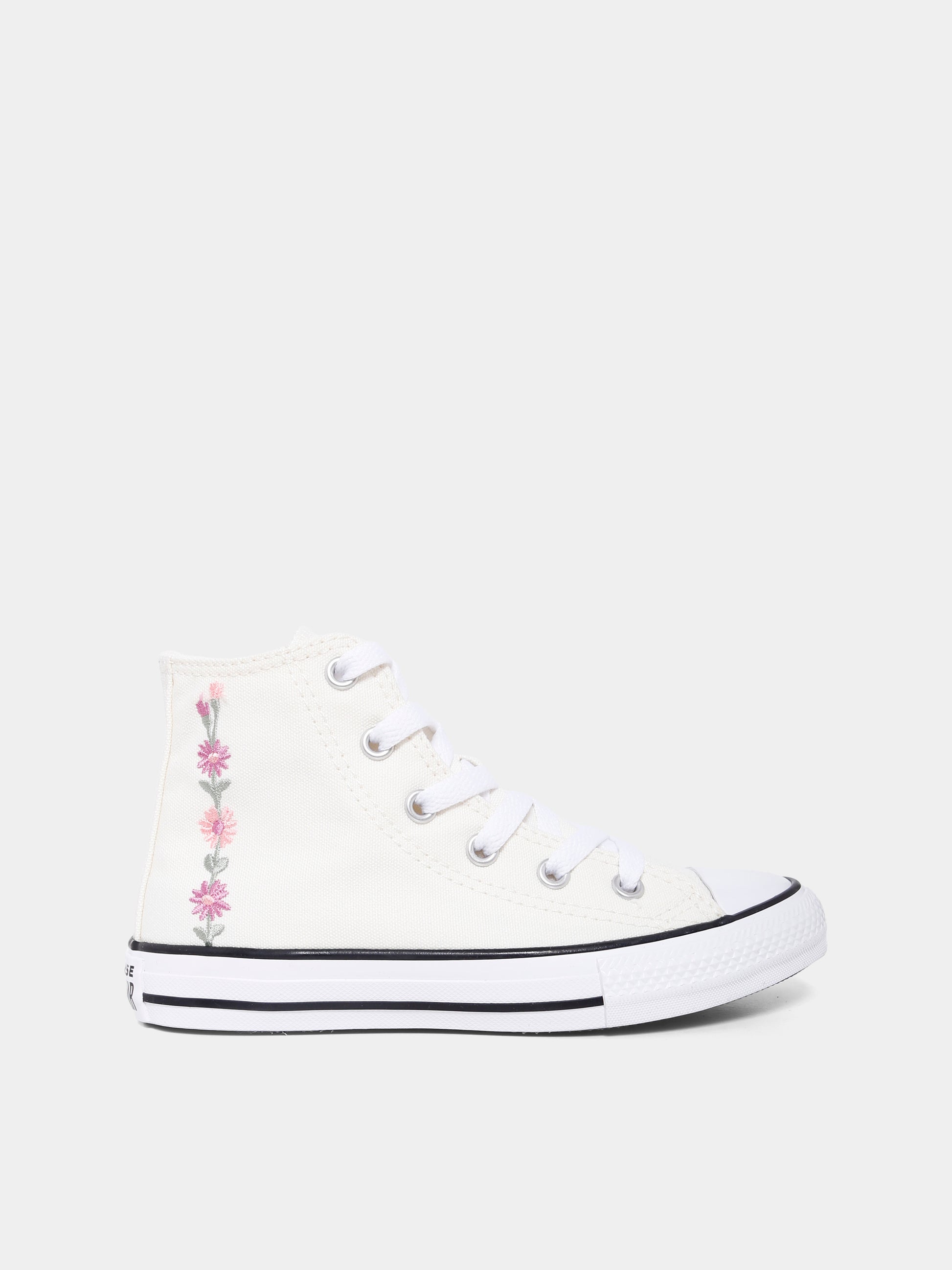 Sneakers Chuck Taylor All Star avorio per bambina con fiori ricamati,Converse,A11775C