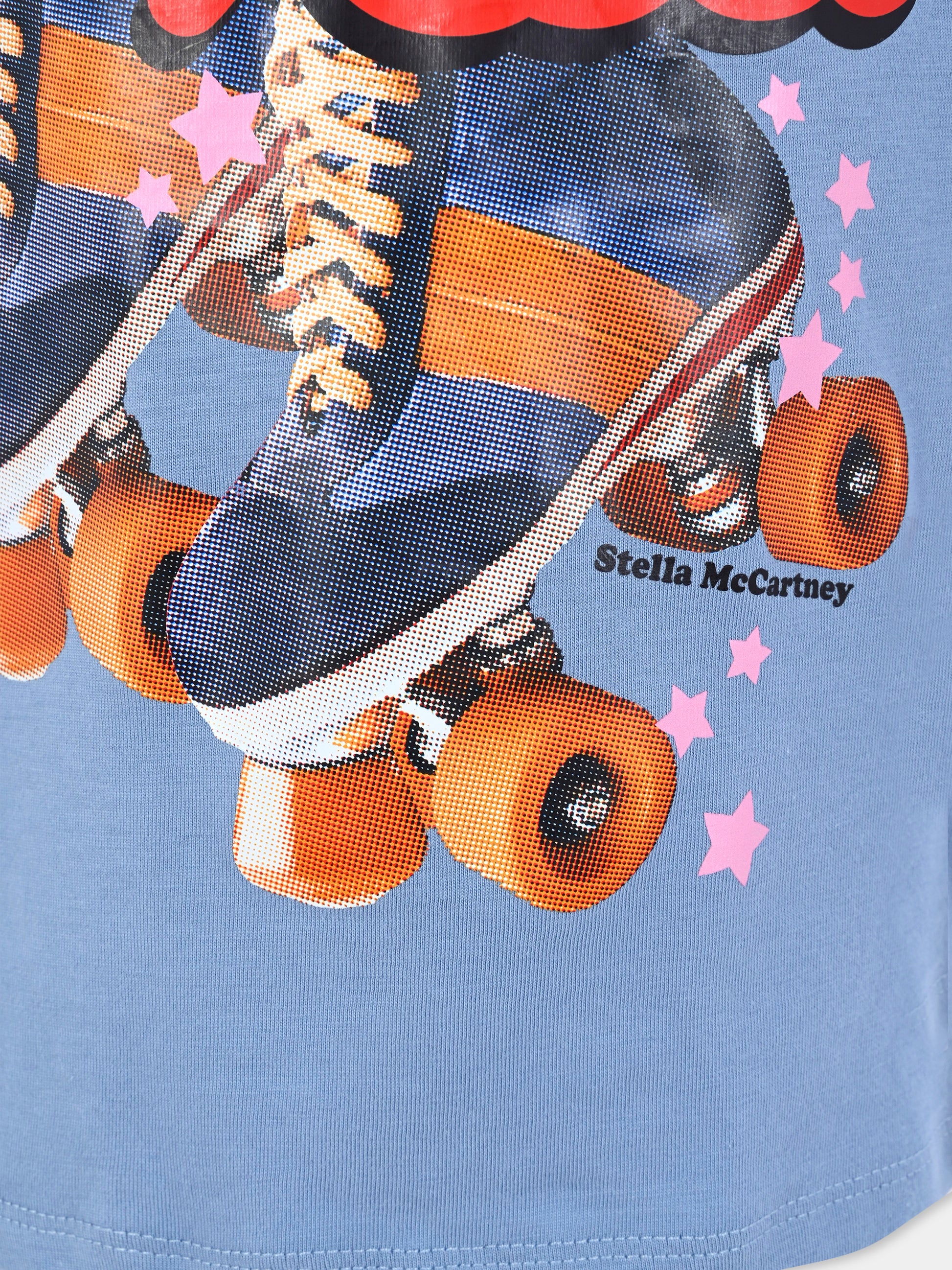 T-shirt azzurra per bambina con stampa pattini,Stella Mccartney Kids,TW8D11 Z0434 601