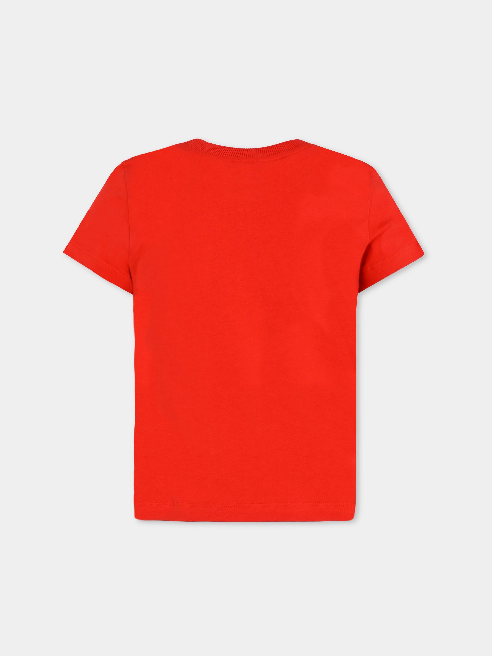 T-shirt rossa per bambini con logo,Moschino Kids,H6M04K LAA01 50109