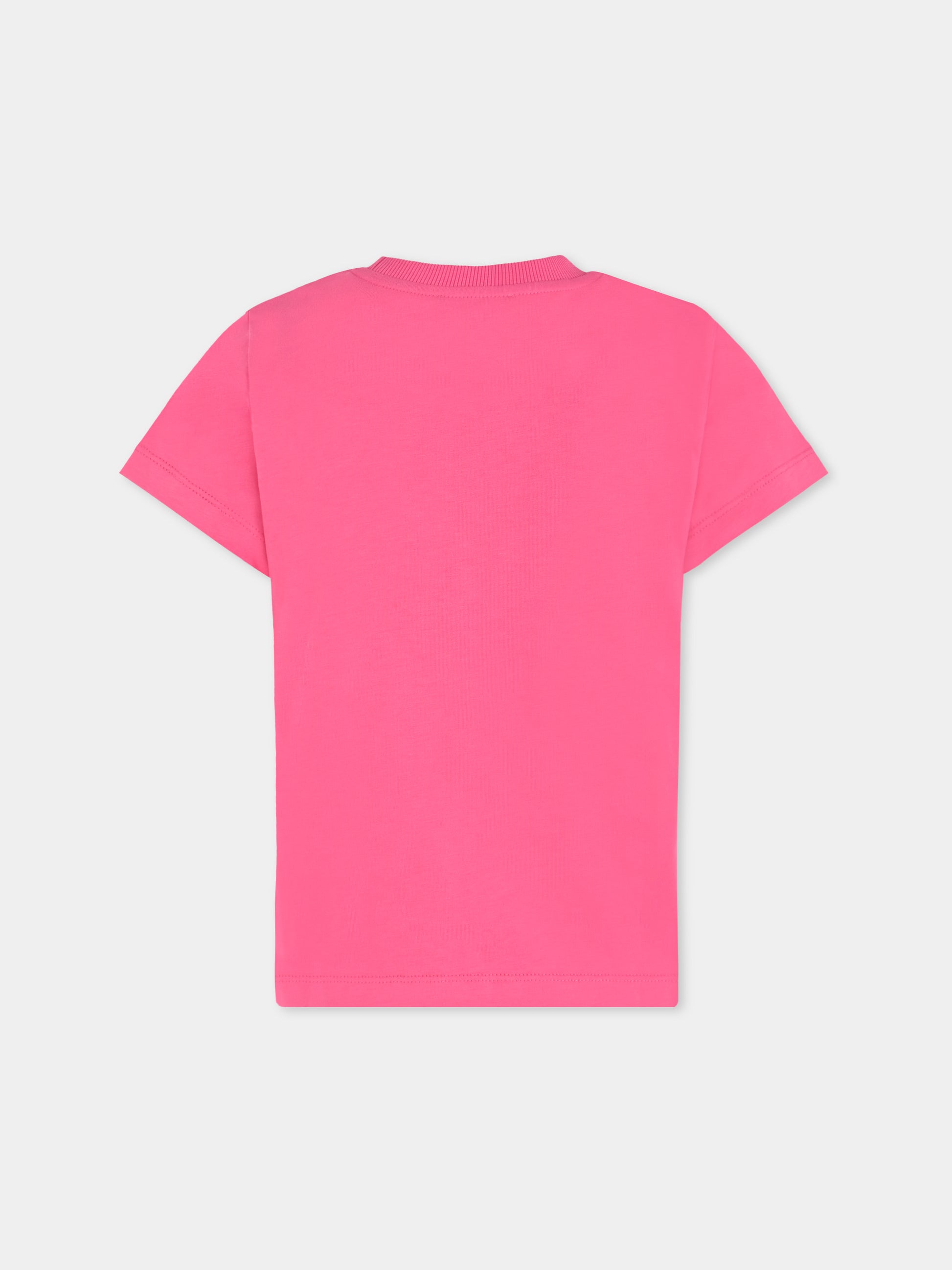 T-shirt fucsia per bambina con patch Teddy Bear,Moschino Kids,HUM05E LAA02 50533