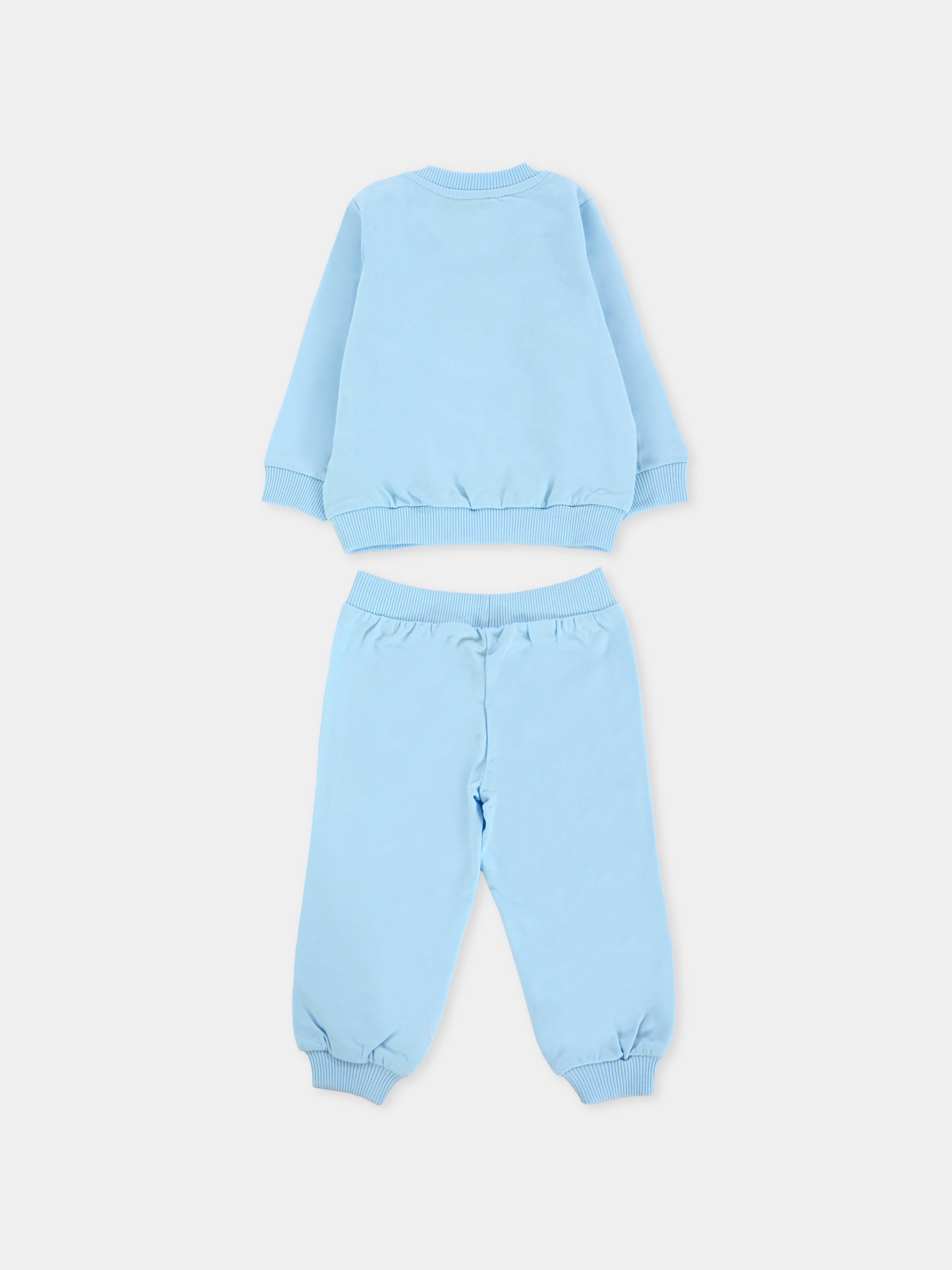 Completo celeste per neonato con Teddy Bear e arcobaleno,Moschino Kids,M7K02P LCA19 40304