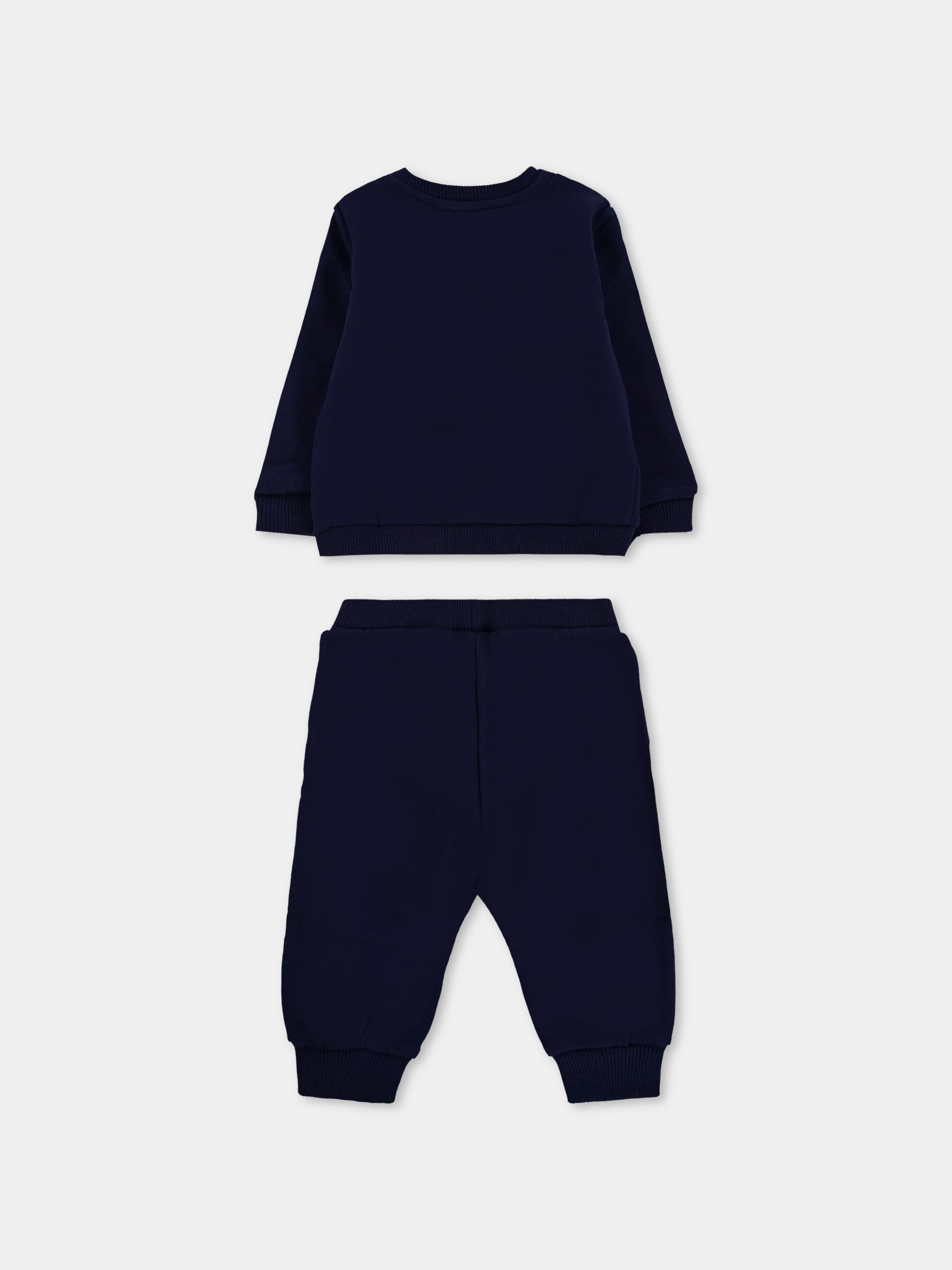 Completo blu per neonato con logo,Moschino Kids,MMK02W LCA74 40016